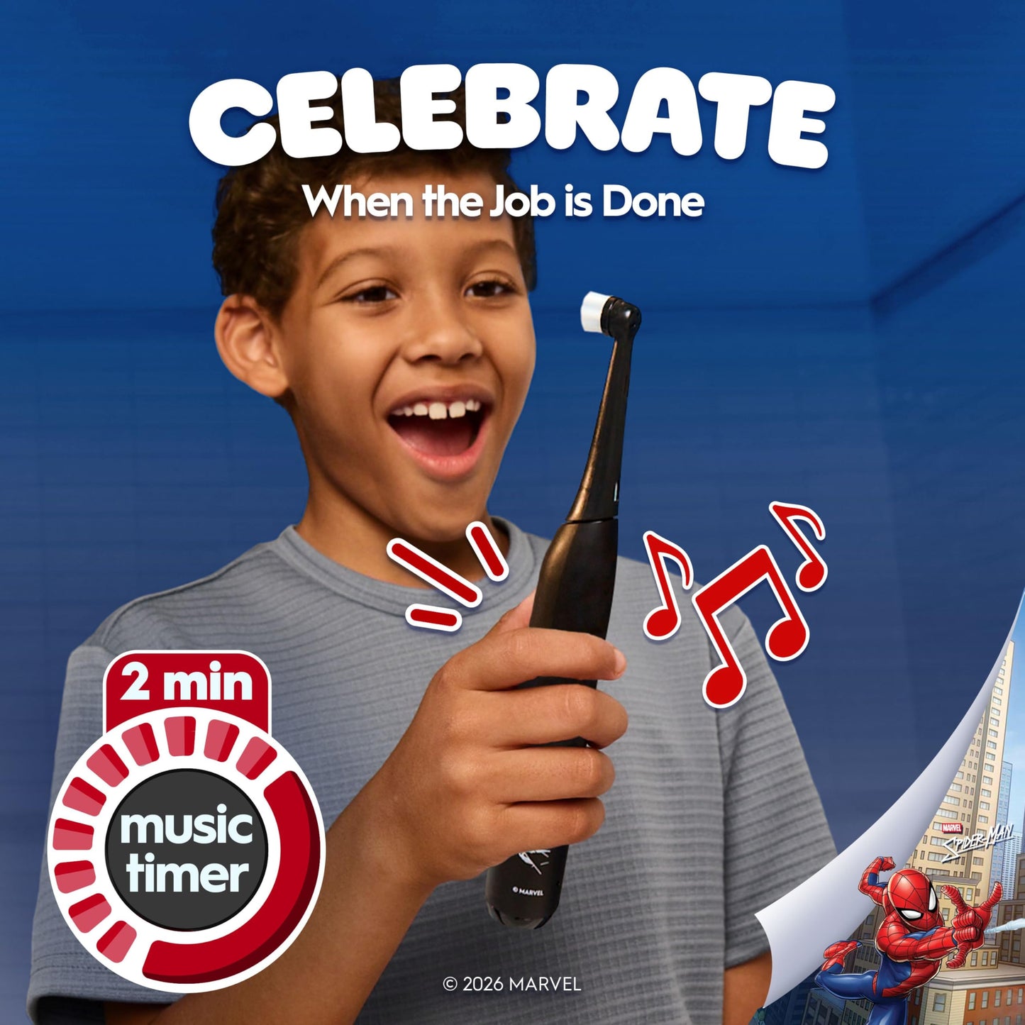 Oral-B iO Kids Rechargeable Electric Powered Toothbrush, Spiderman with 1 Gentle Care Brush Head - Automatic Pressure Sensor to Protect Gums - 3 Cleaning Settings - 2 Min Music Timer - 28 Day Battery Life ๐ All In One Marketplace Canada