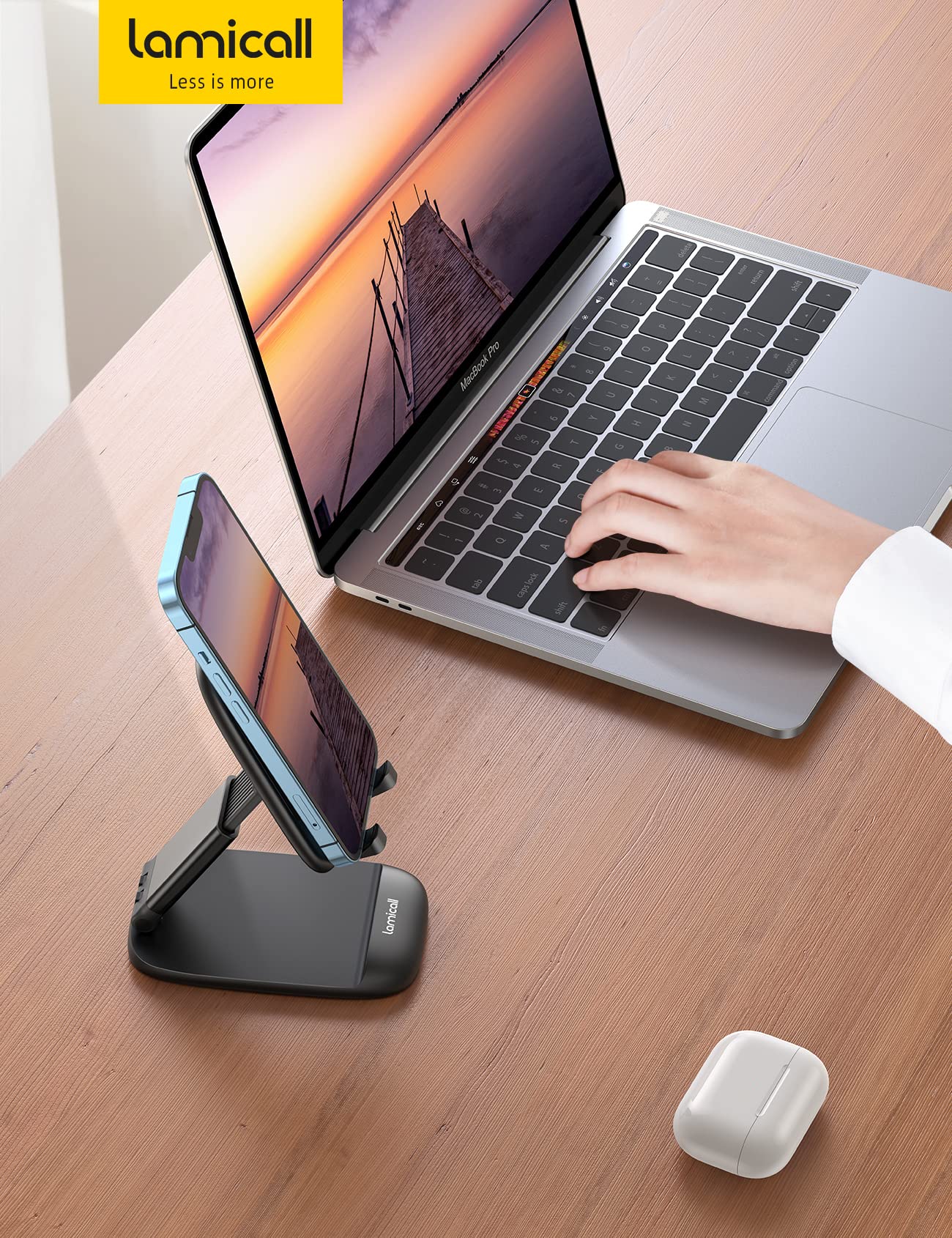 Lamicall Foldable Phone Stand for Desk - Height Adjustable Cell Phone Holder Portable Cellphone Cradle Desktop Dock Mom Gift Compatible with iPhone 14 15 16 17 Pro Max Plus Air, S24 S25 Ultra, 4-8" 🍁 All In One Marketplace Canada