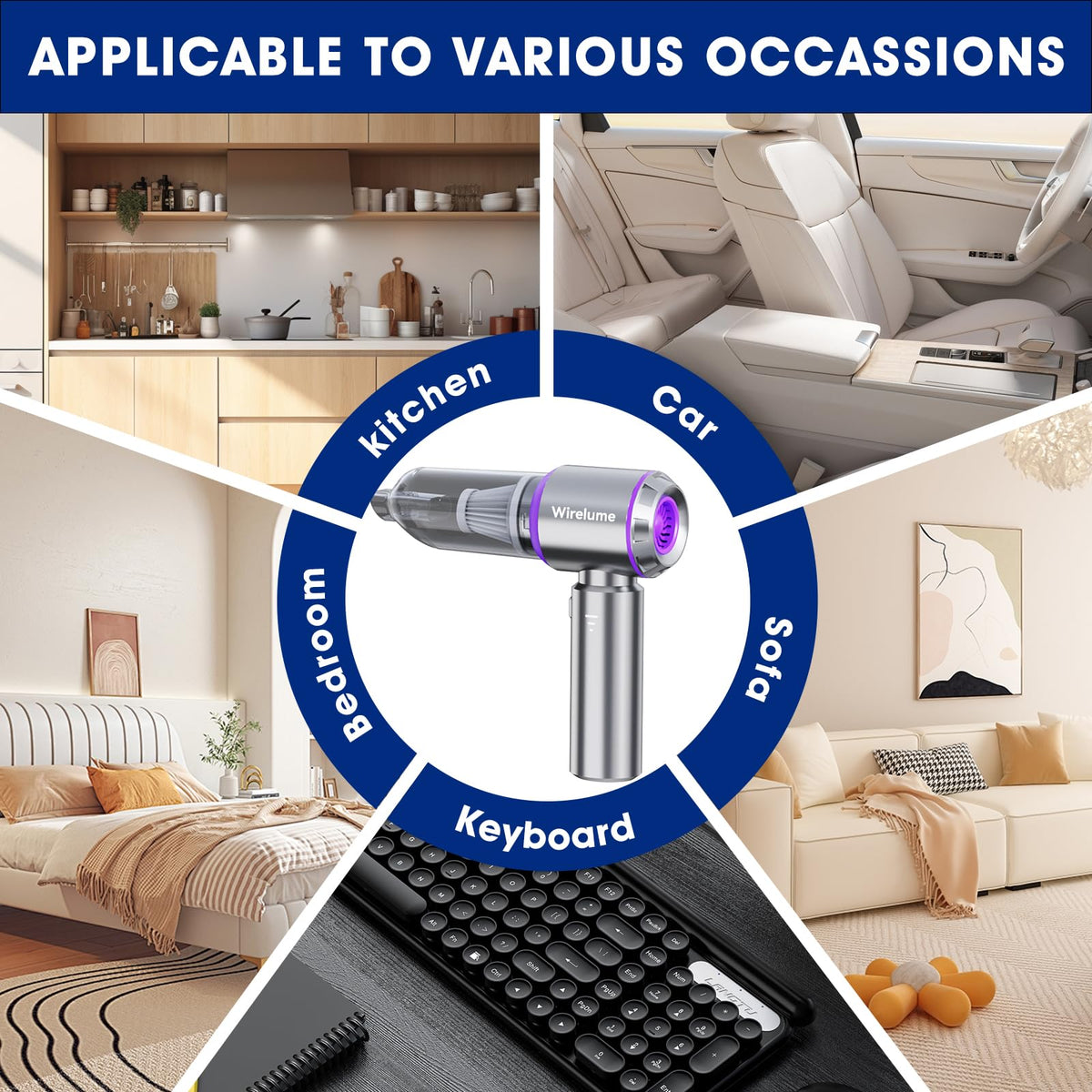 Handheld Car Vacuum Cleaner Cordless Powerful 22000Pa Strong Cyclonic Suction Blowing Brushless Motor Mini Portable Rechargeable Lightweight Hand Held for Pet Hair Vehicle Home Office Purple 🍁 All In One Marketplace Canada