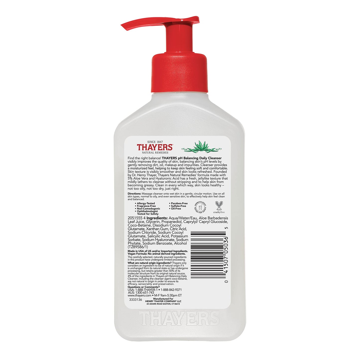 THAYERS pH Balancing Daily Cleanser, Face Wash with Aloe Vera, Gentle and Hydrating Skin Care for Dry, Oily, or Acne Prone Skin, 237ml ๐ All In One Marketplace Canada