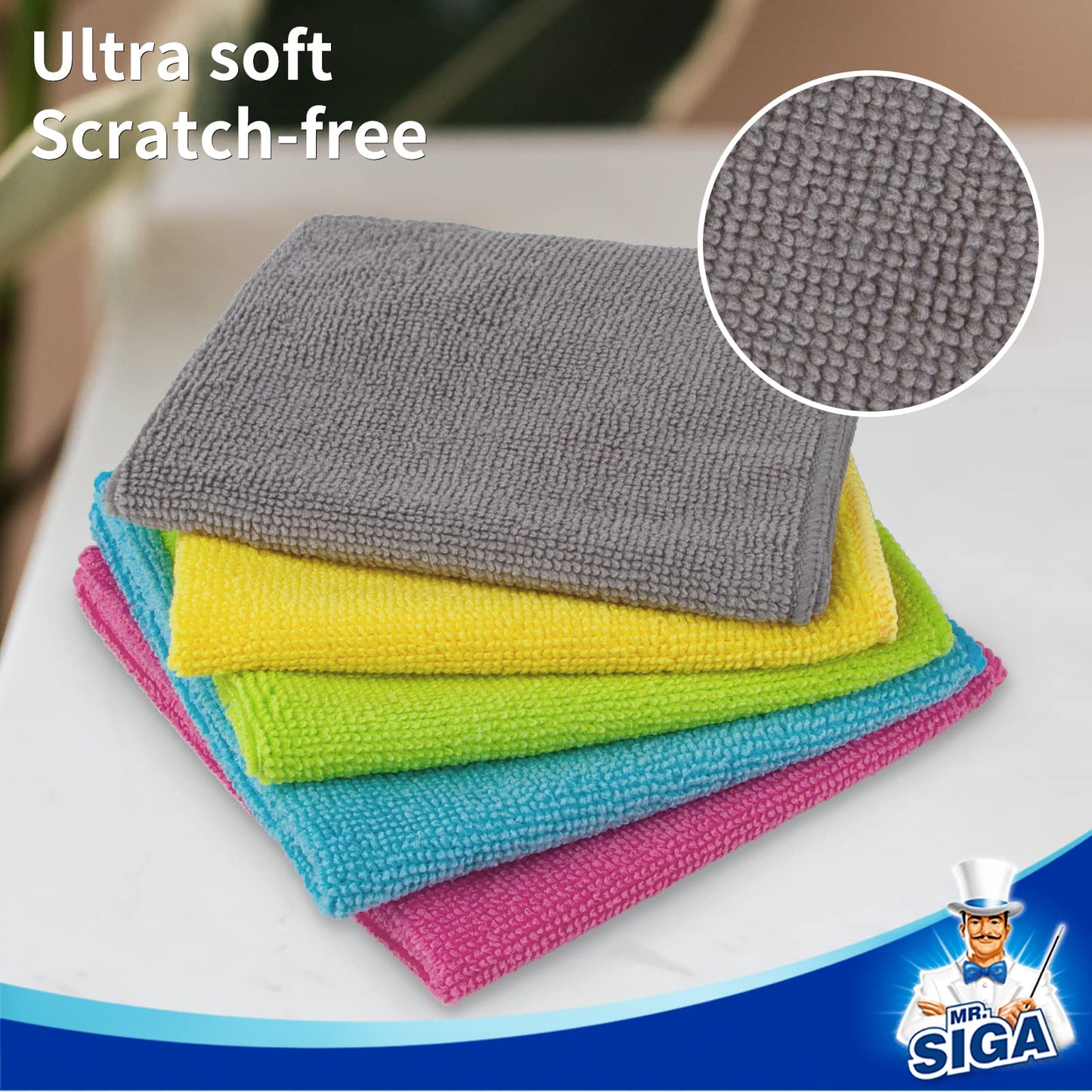 MR.SIGA Microfiber Cleaning Cloth, All-Purpose Cleaning Towels, Pack of 50, Size 11.8 x 11.8 in ๐ All In One Marketplace Canada