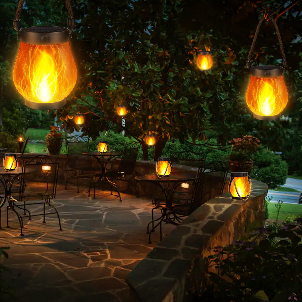 iBaycon 2 Pack Gen2 Solar Lantern Lights USB Ultra-Real Flame, Warm White ๐ All In One Marketplace Canada