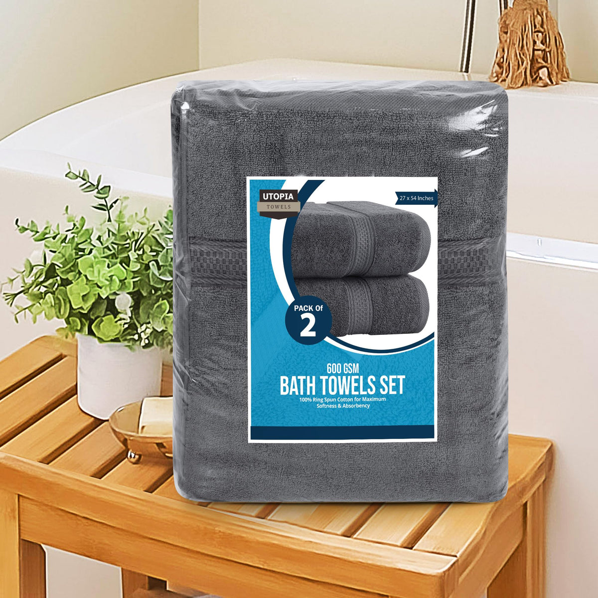 Utopia Towels 4 Pack Premium Bath Towels Set, 27 by 54 Inches, 100% Ring Spun Cotton 600GSM, Lightweight and Highly Absorbent Quick Drying Towels, Perfect for Daily Use, Grey ๐ All In One Marketplace Canada