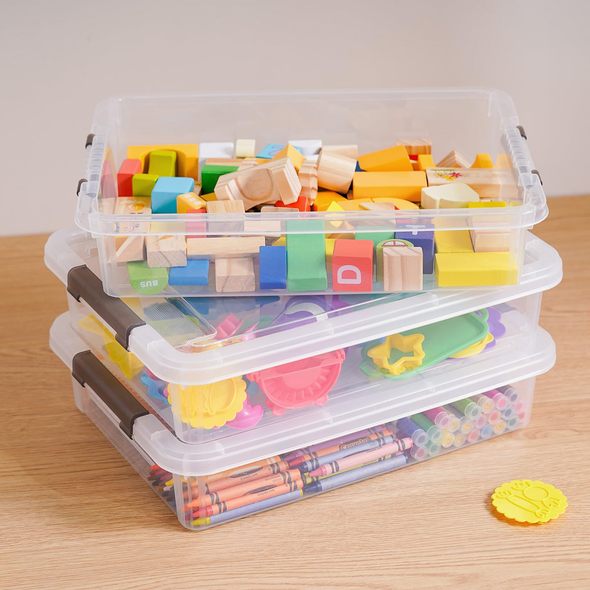 Citylife 3 PCS Plastic Storage Bins with Latching Lids Clear File Box Portable Storage Containers for Organizing A4 Paper, Document, Scrapbook, 14.65" x 10.43" x 2.87" š All In One Marketplace Canada