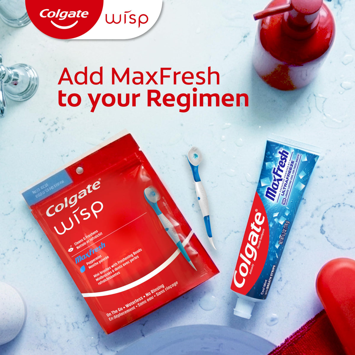 Colgate MaxFresh Wisp Disposable Toothbrushes, Mini Travel Toothbrushes with Soft Bristles for On-the-Go Single Use, Peppermint, 24 Count 🍁 All In One Marketplace Canada