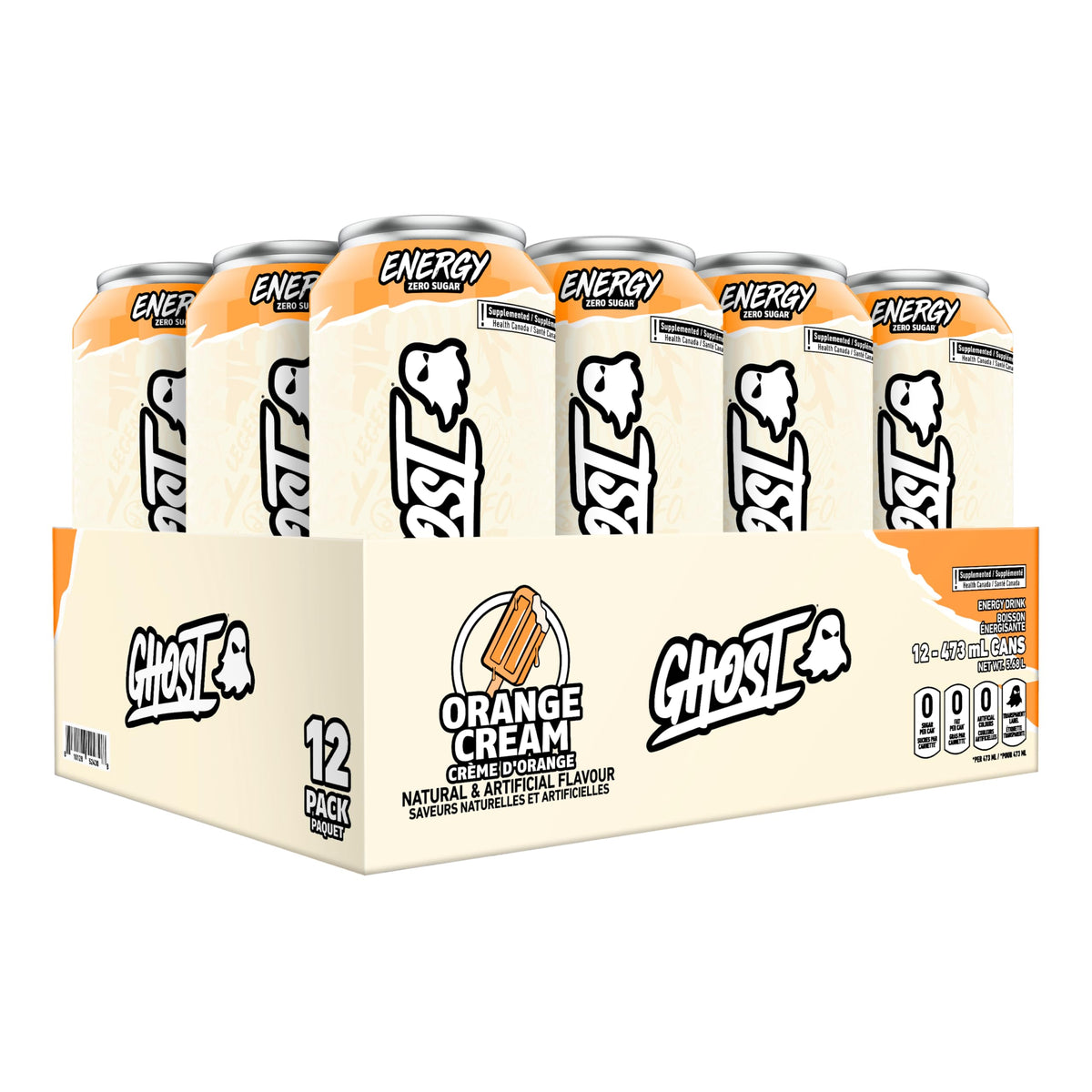 Ghost Energy Drink, Orange Cream Flavour, Pack of 12 Cans ๐ All In One Marketplace Canada
