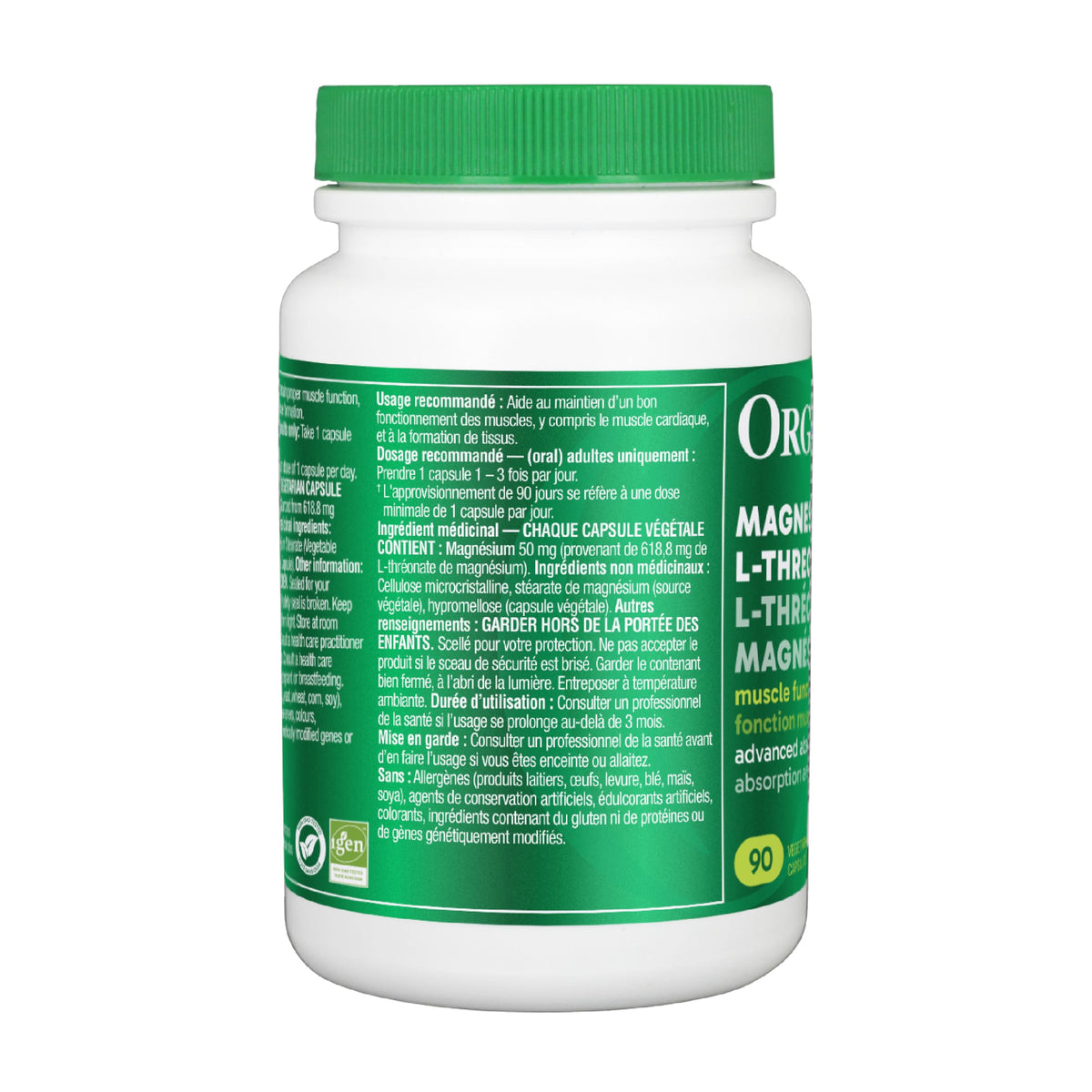 Organika Magnesium L-Threonate- High Absorption to Boost Magnesium Levels- 90vcaps ๐ All In One Marketplace Canada
