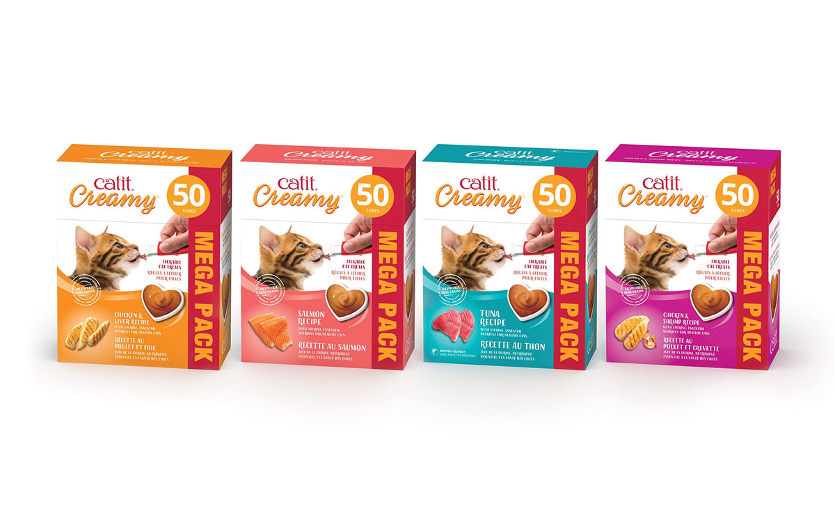 Catit Creamy Cat Treats Lickable, Chicken & Liver Flavor, 50 tubes, Mega Pack, Hand-Fed Lickable Cat Treats, Healthy & Hydrating, Made With Fresh Ingredients, Gaterie Pour Chat π All In One Marketplace Canada