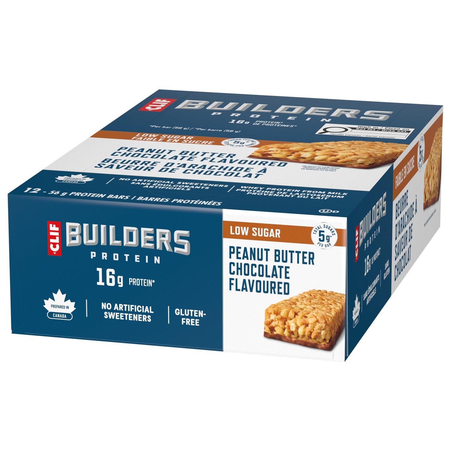 Clif Builders Low Sugar Protein Bar Peanut Butter Chocolate Flavour 12 Bars ๐ All In One Marketplace Canada