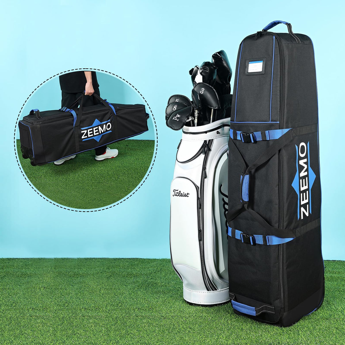 ZEEMO Full-Open Golf Travel Bag for Airlines, Wheeled Club Carrier Bag ๐ All In One Marketplace Canada