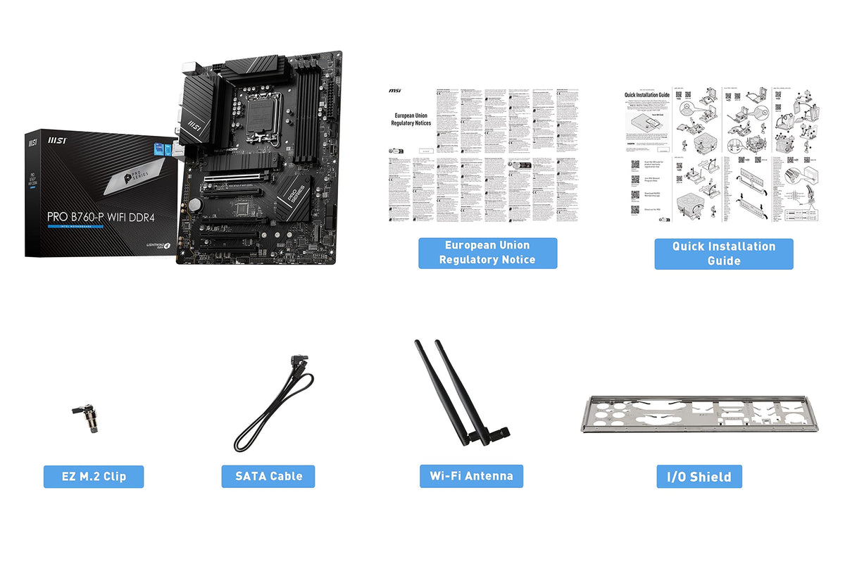 MSI PRO B760-P WiFi DDR4 ProSeries Motherboard (Supports 12th/13th Gen Intel Processors, LGA 1700, DDR4, PCIe 4.0, M.2, 2.5Gbps LAN, USB 3.2 Gen2, Wi-Fi 6E, ATX) ๐ All In One Marketplace Canada