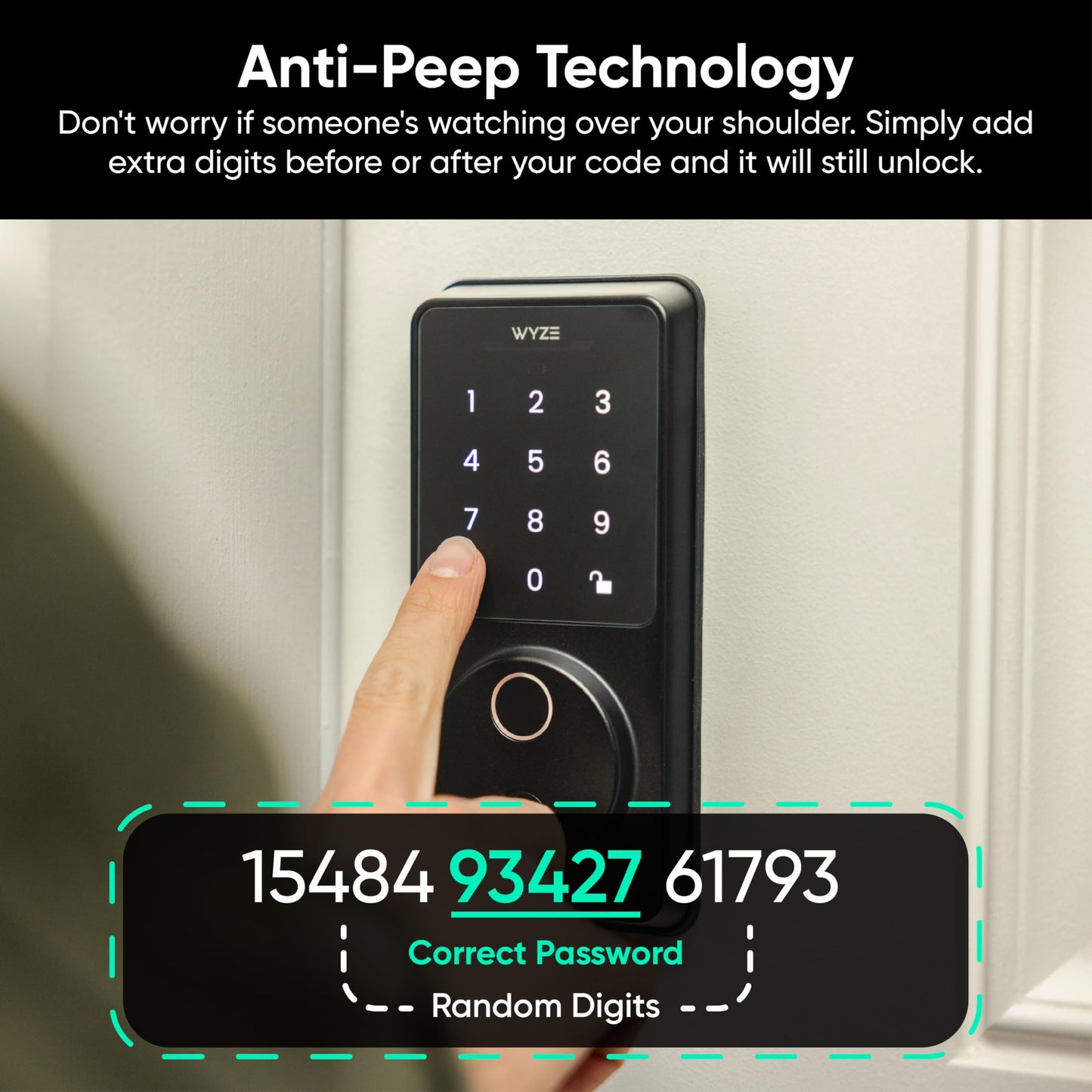 Wyze Auto-Lock Bolt v2, Fingerprint Keyless Entry Smart Lock, AI Learning Scanner with Wi-Fi Front Door Lock Deadbolt, Auto-Lock, 8 Months Battery, BHMA2, IP53, Anti-Peep Keypad, Backup Keys ๐ All In One Marketplace Canada