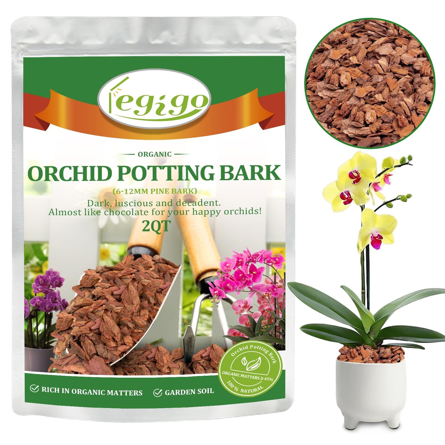 Legigo 2 litres Organic Orchid Potting Bark- All Natural Orchid Bark Potting Mix Pine Bark Wood Chips for Houseplant Mulch, Plants Root Development ๐ All In One Marketplace Canada