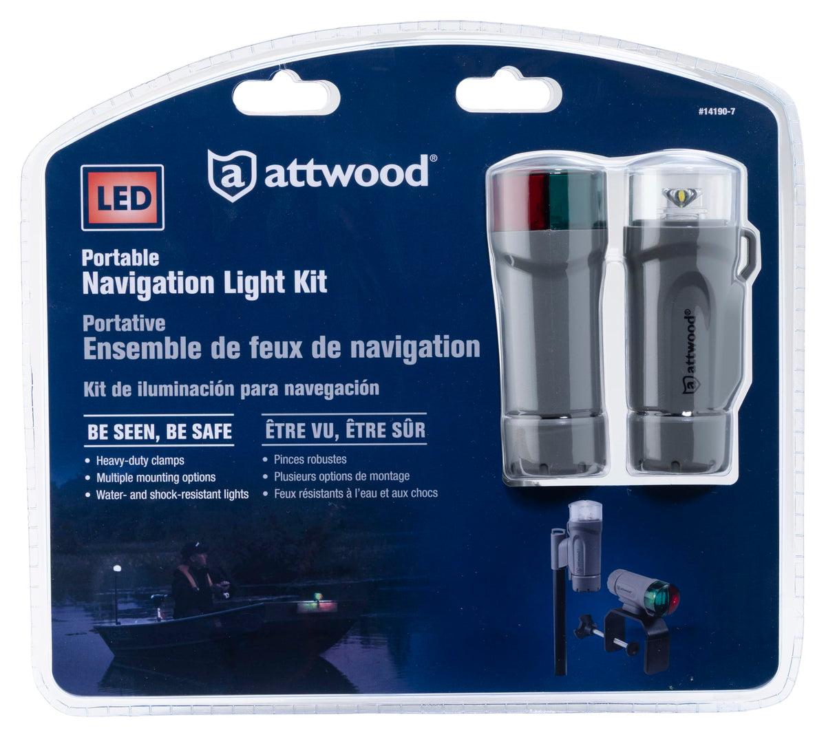 Attwood 14190-7 Water-Resistant Portable Clamp-On LED Light Kit with Marine Gray Finish ๐ All In One Marketplace Canada
