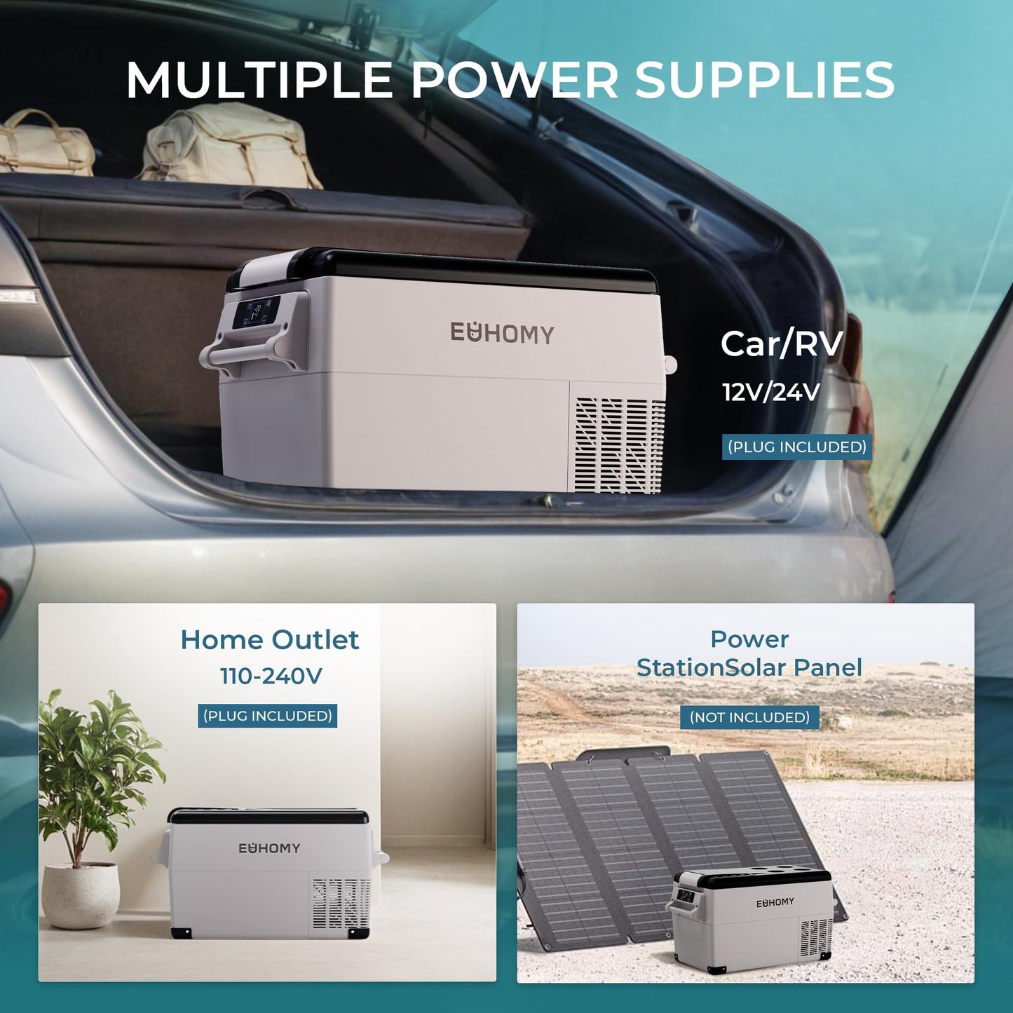 EUHOMY 12 Volt Refrigerator, 59QT(55L) Electric Cooler, 12V Fridge APP Control, 12V Cooler -4โ~68โ, Portable Freezer 12/24V DC 110-240V AC for Camping, Travel, Truck, Home ๐ All In One Marketplace Canada