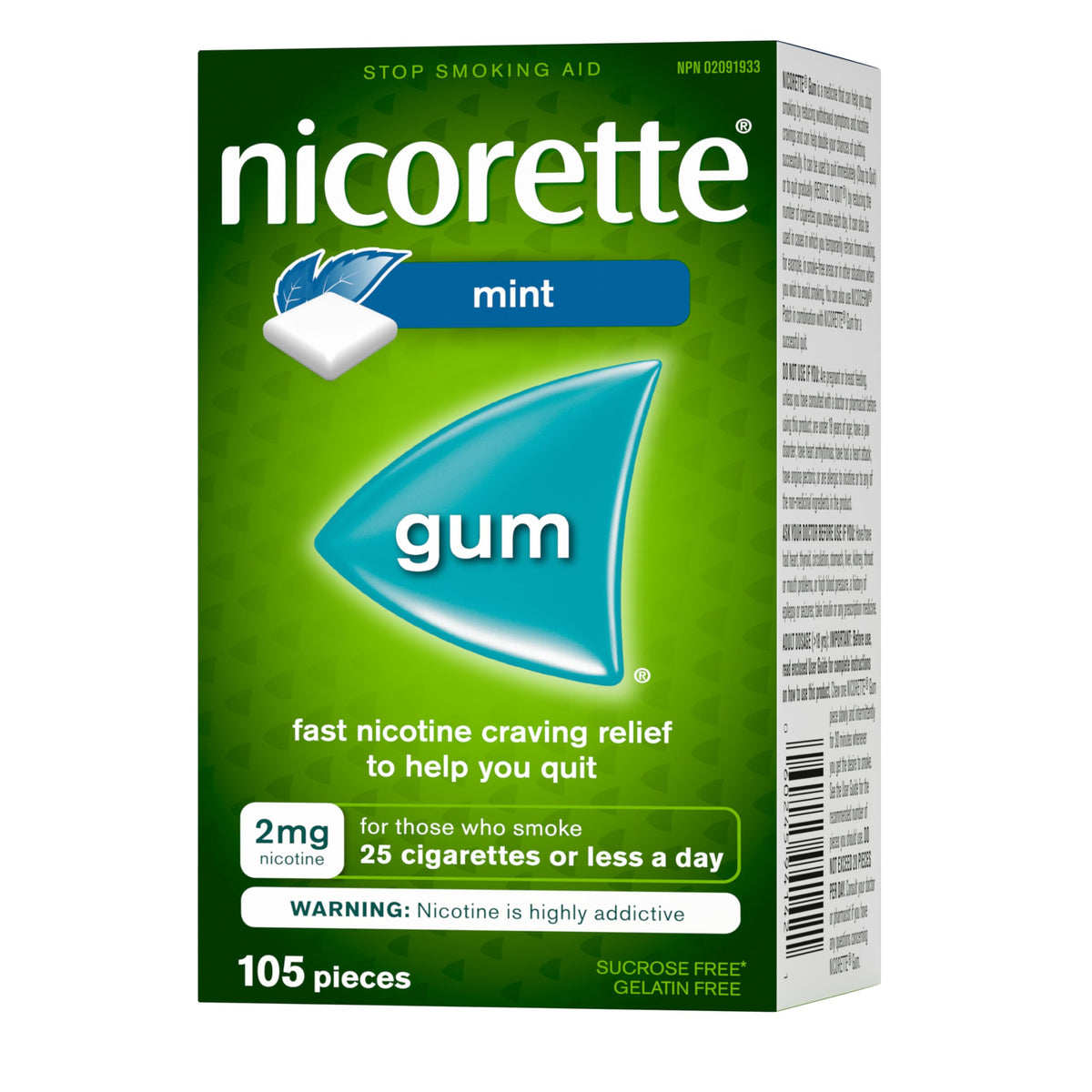 Nicorette Gum, Extreme Chill Mint, 2 mg, 105 Count ๐ All In One Marketplace Canada