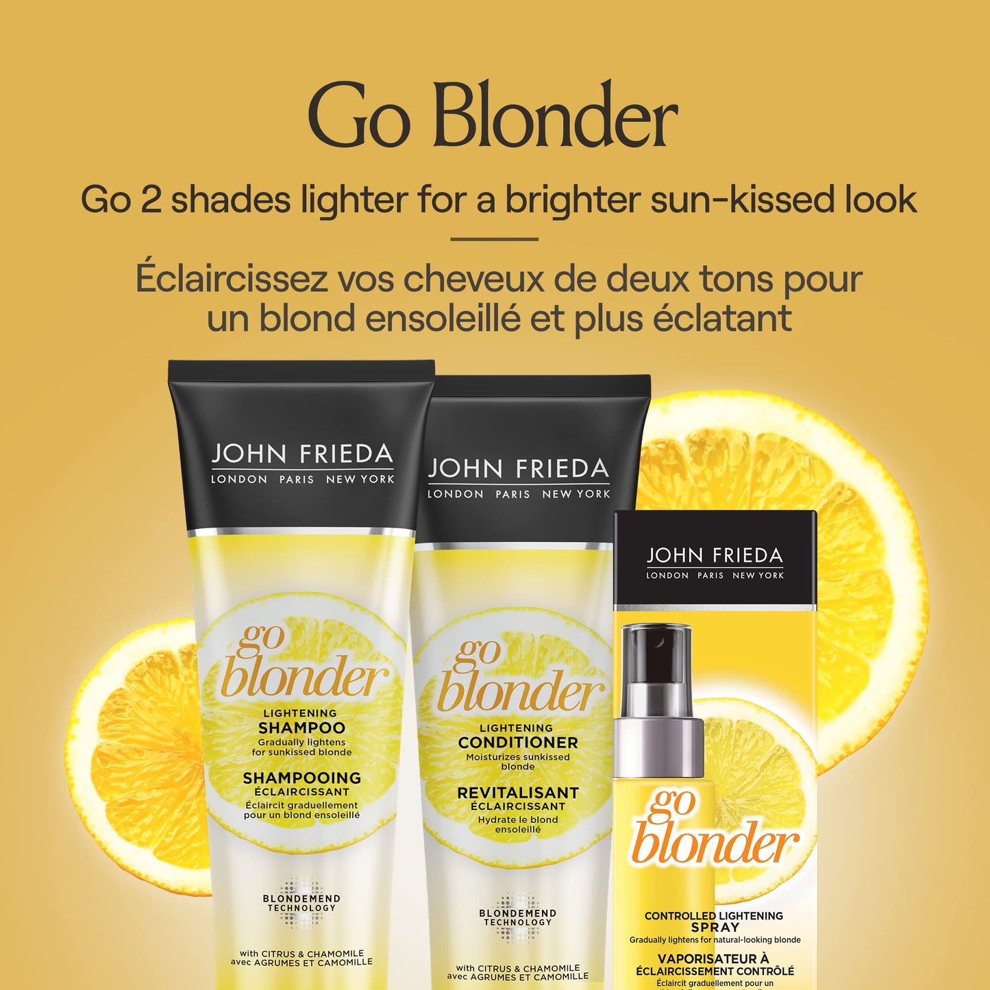 John Frieda Go Blonder Duo for Blondes, Lightening Shampoo and Conditioner, Gradually lightens and brightens natural, colour-treated and highlighted blonde hair, peroxide and ammonia free. Packaging May Vary ๐ All In One Marketplace Canada