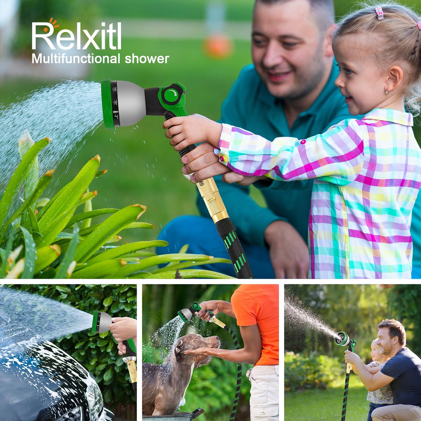 Expandable Garden Hose 100ft Flexible Water Hose, 10 Function Sprayer Nozzle, 3/4 Inch Solid Metal Fittings Lawn Yard Garden Outdoor Hose(Black and Green) ๐ All In One Marketplace Canada
