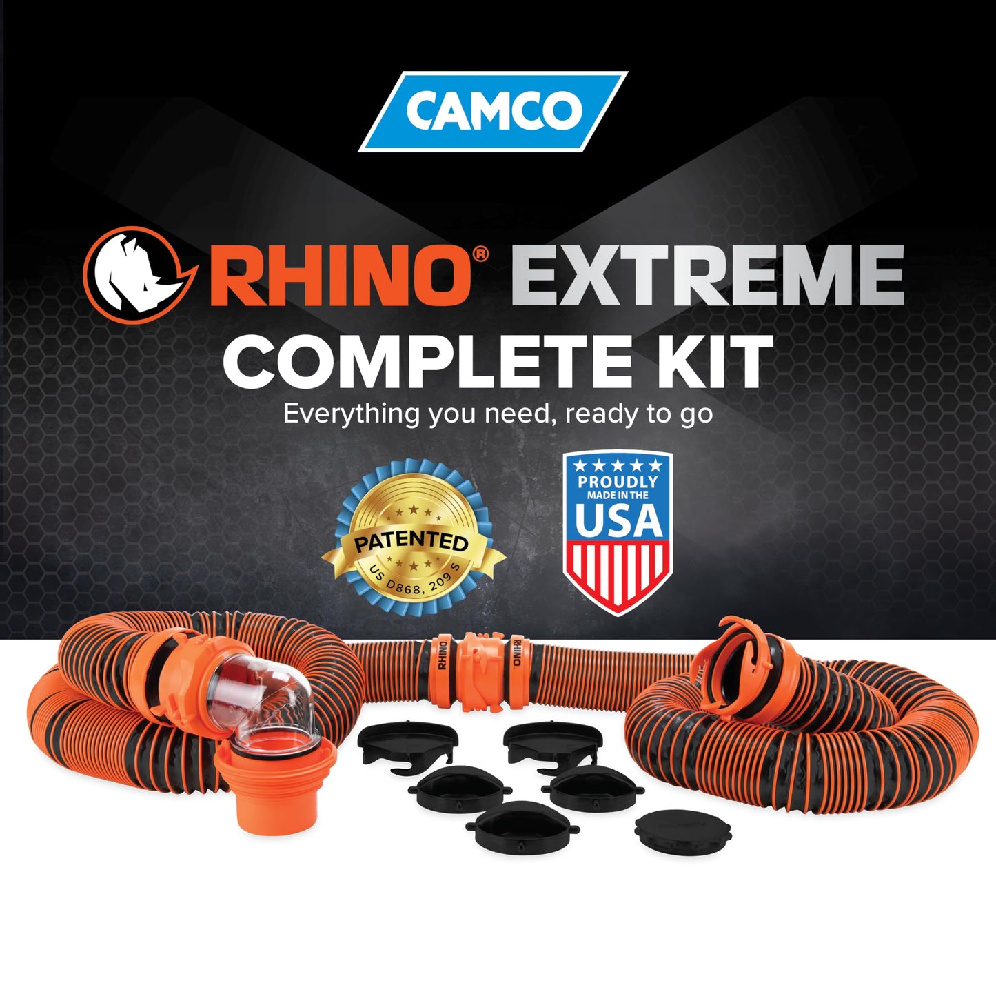 Camco 21012 RhinoEXTREME 20ft RV Sewer Hose Kit | Includes Swivel Fitting and Translucent Elbow with 4-in-1 Dump Station Fitting | Storage Caps Included ๐ All In One Marketplace Canada