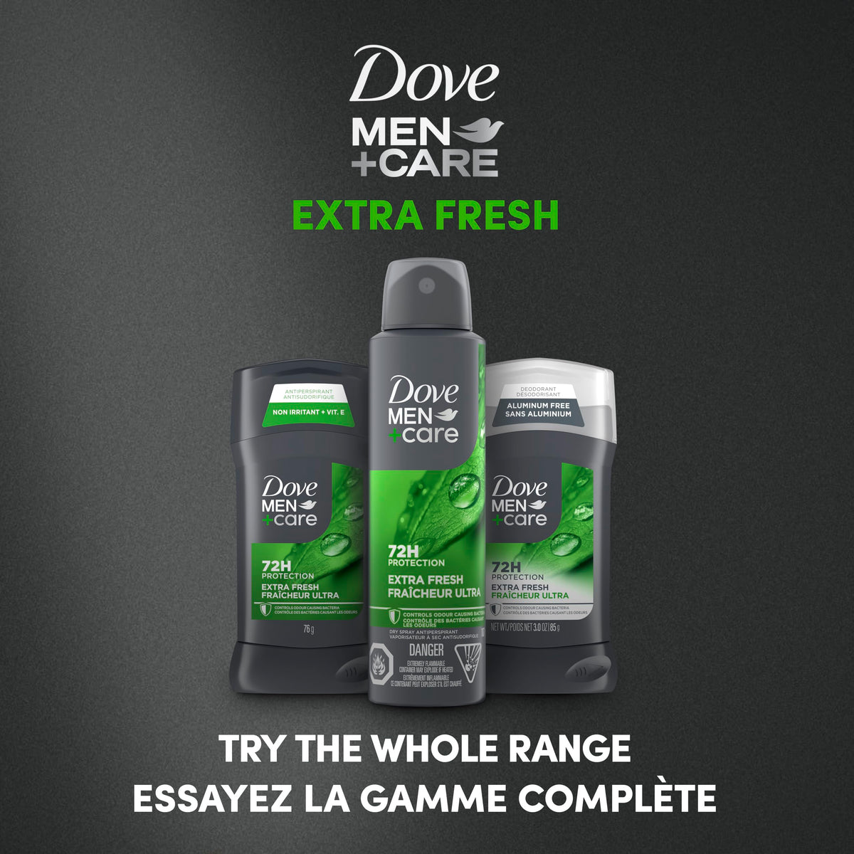 Dove Men+Care Antiperspirant Stick for 72h sweat & odour protection Extra Fresh with Triple Action moisturizer to help prevent skin irritation caused by dryness, 76g (Pack of 4) 🍁 All In One Marketplace Canada