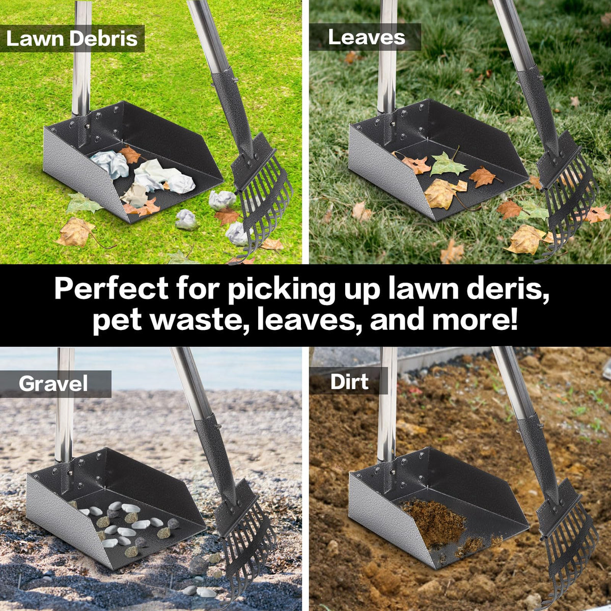 THRISEED Dog Pooper Scooper, Durable Dog Poop Tray and Long Handle Rake Set for Large Medium Small Dogs, Heavy Duty Pet Suppliers š All In One Marketplace Canada