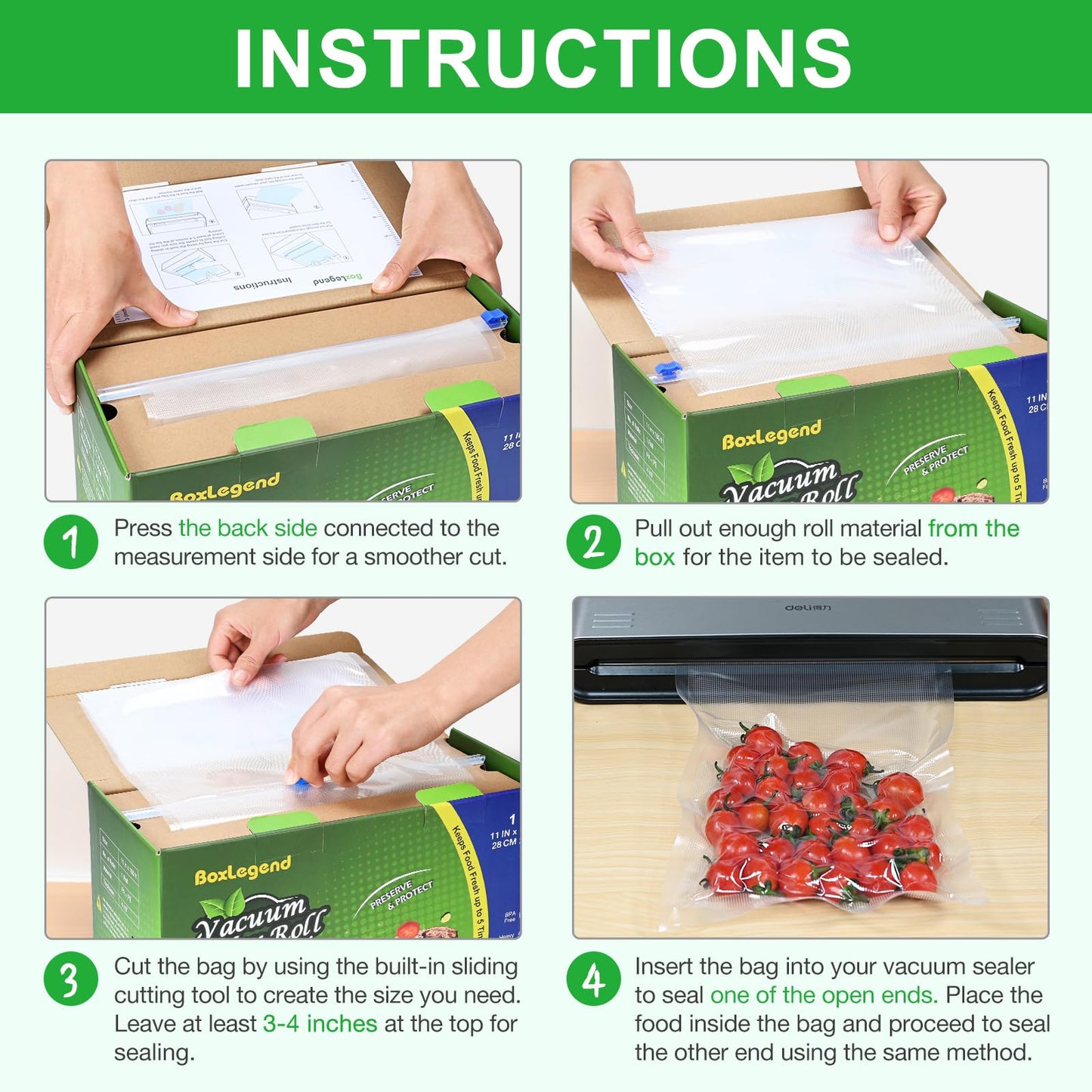 11’’ x 150’ Vacuum Sealer Roll Keeper with Cutter, Vacuum Sealer Bags for Food, Food Saver Bags Rolls, BPA Free, Commercial Grade, Great for Storage, Meal prep and Sous Vide 🍁 All In One Marketplace Canada