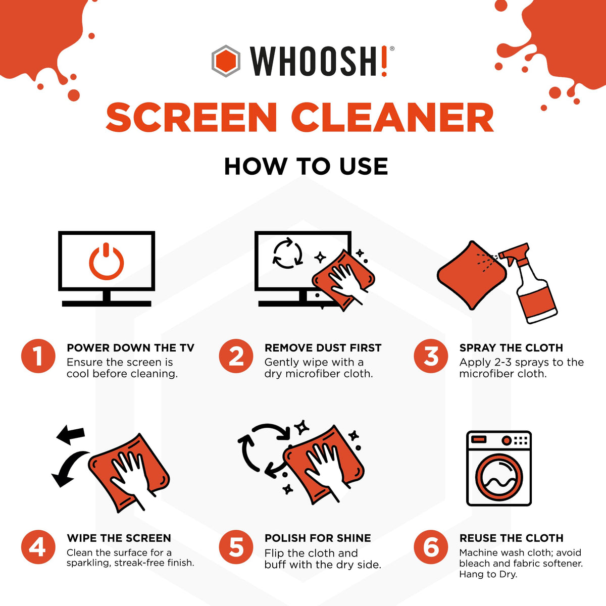 WHOOSH! Screen Shine Pro 500 ml Refillable OLED TV Screen Cleaner, Safe & Streak Free Electronic Cleaner for Laptop, Monitor, MacBook, Camera Cleaning Kit with 37 x 37 cm Microfiber Cloth ๐ All In One Marketplace Canada