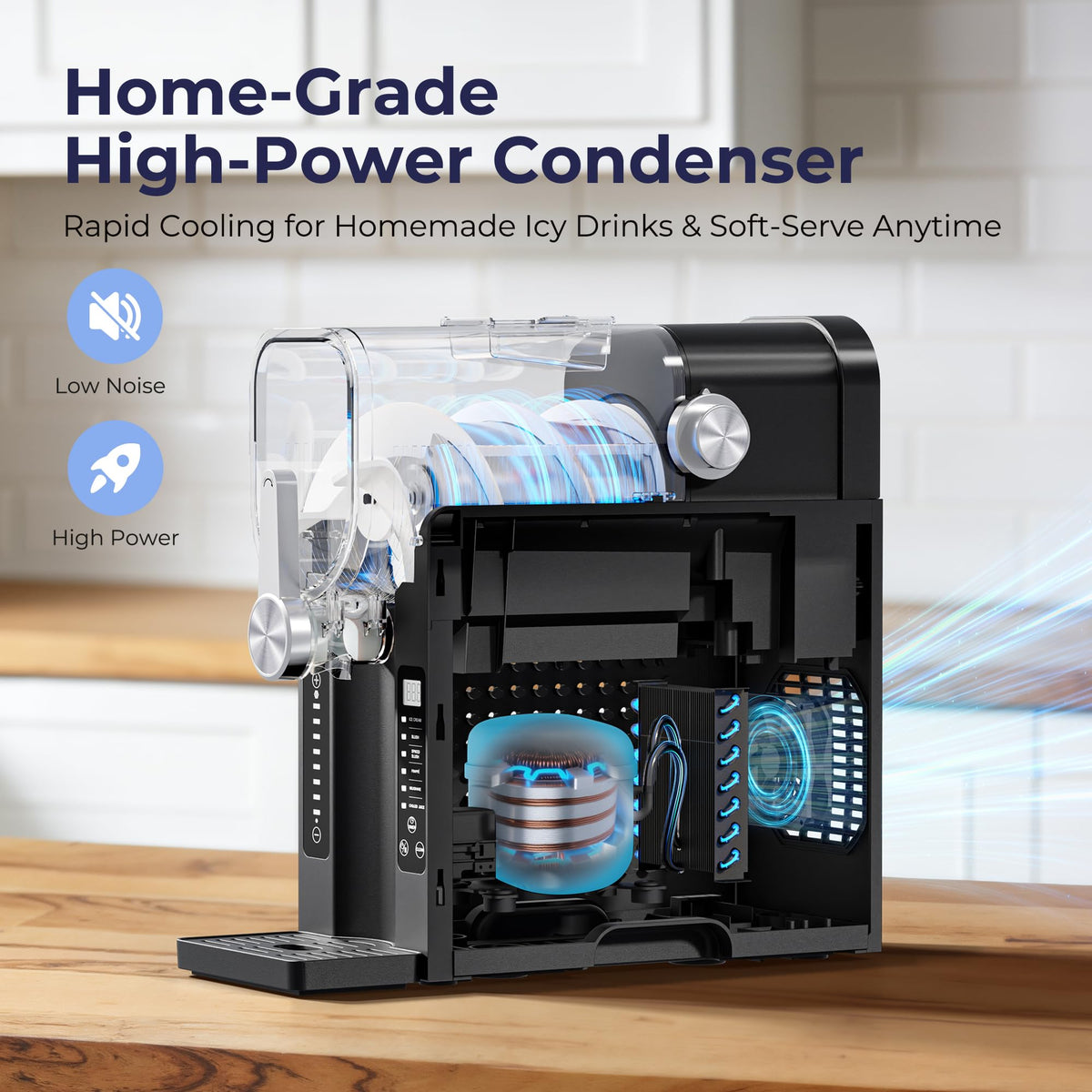 Slushie Machine, No Ice Needed Slushy Maker for Home, Real-Time Temp Display, Frozen Drink Maker with 6 Preset Programs for Ice Cream, Frappés, Milk Shake and More, Black, 1 Pack+3Modes 🍁 All In One Marketplace Canada