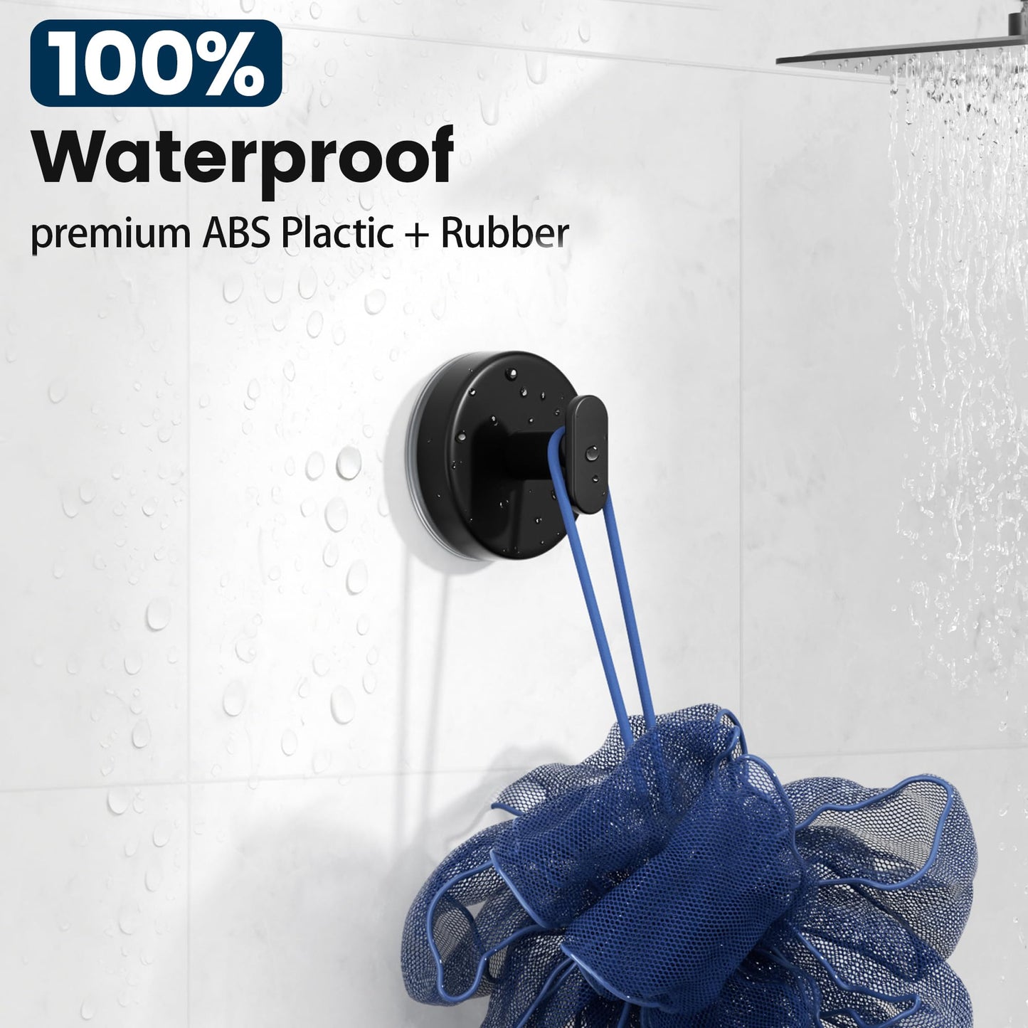 Suction Cup Hooks for Shower: 15 LB Strong Wall Hanger for Bathroom, Front Door, Glass, Window, RV, Holder for Towel, Christmas Wreath, Coat, Loofah, Waterproof & Reusable, Matt Black 4 Pack 🍁 All In One Marketplace Canada