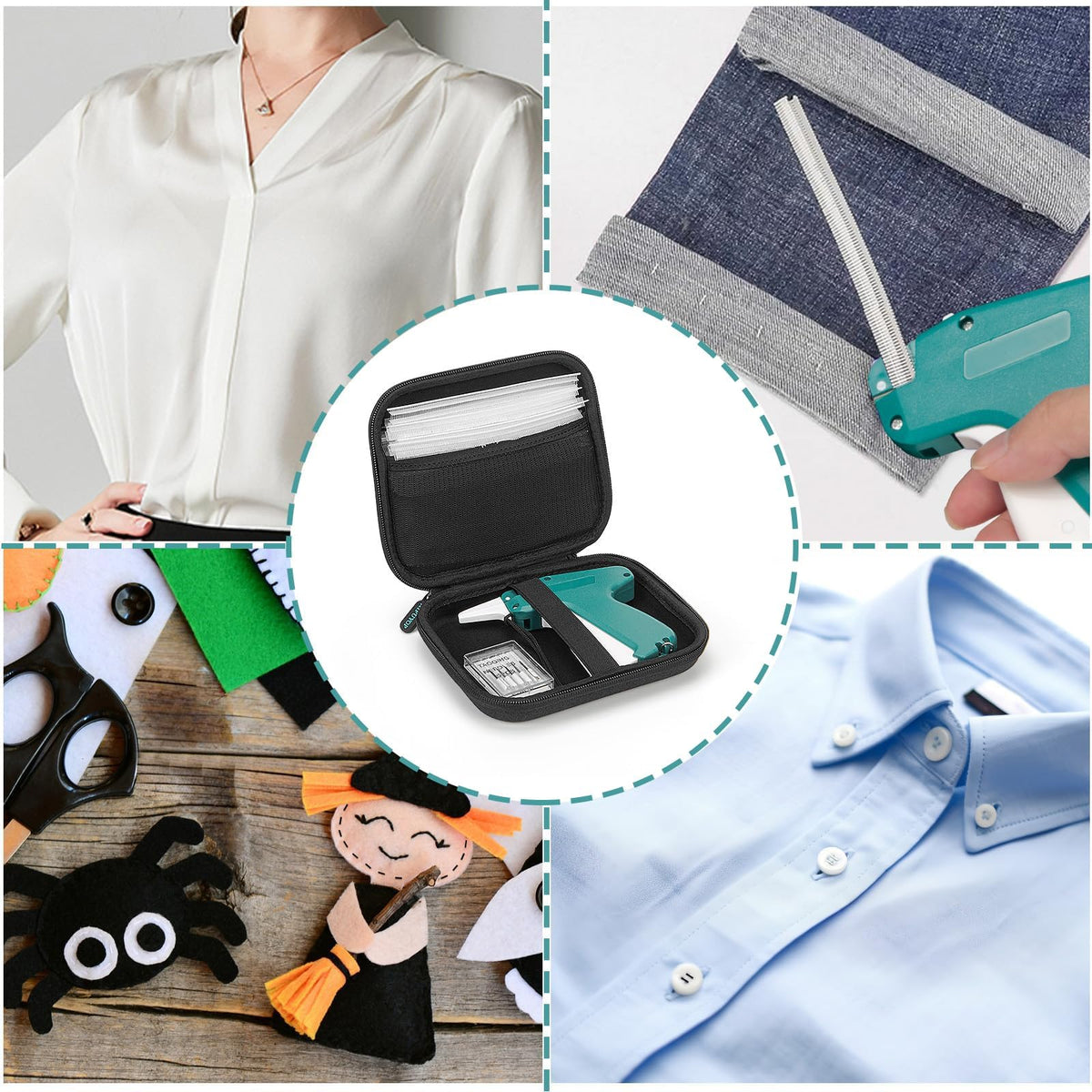 Mini Stitch Gun for Clothes, Mini Clothing Stitcher Gun, Speedy Clothing Fixer Stitchy, Quick Stitch Sewing Gun Kit with 2500 Black & 2500 White Fasteners, 6 Needles and Hard Case - Not Standard Gun ๐ All In One Marketplace Canada