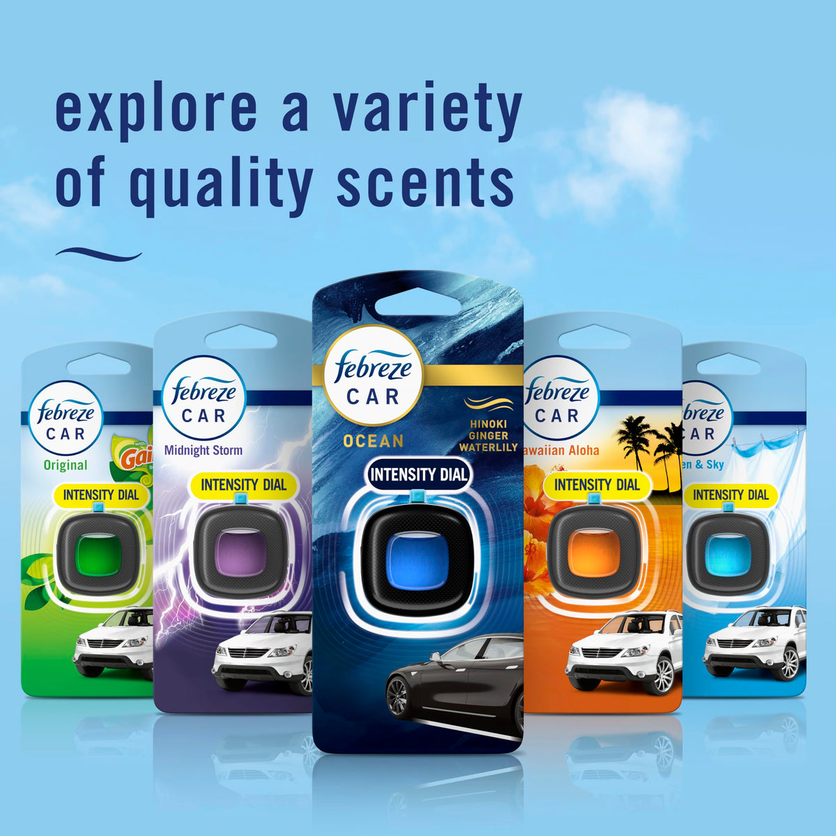 Febreze Car Ocean Scent Air Freshener Vent Clip, 2.2 mL, Pack of 4 đ All In One Marketplace Canada