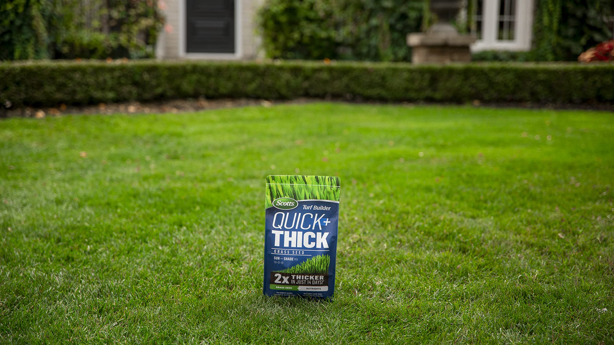 Scotts Turf Builder Quick + Thick Grass Seed (Sun and Shade Mix), 2.8kg (403 sq Meters / 4,347 sq feet Coverage) | Grow a Thick, Green Lawn Fast. for Areas That Experience Sun & Shade ๐ All In One Marketplace Canada