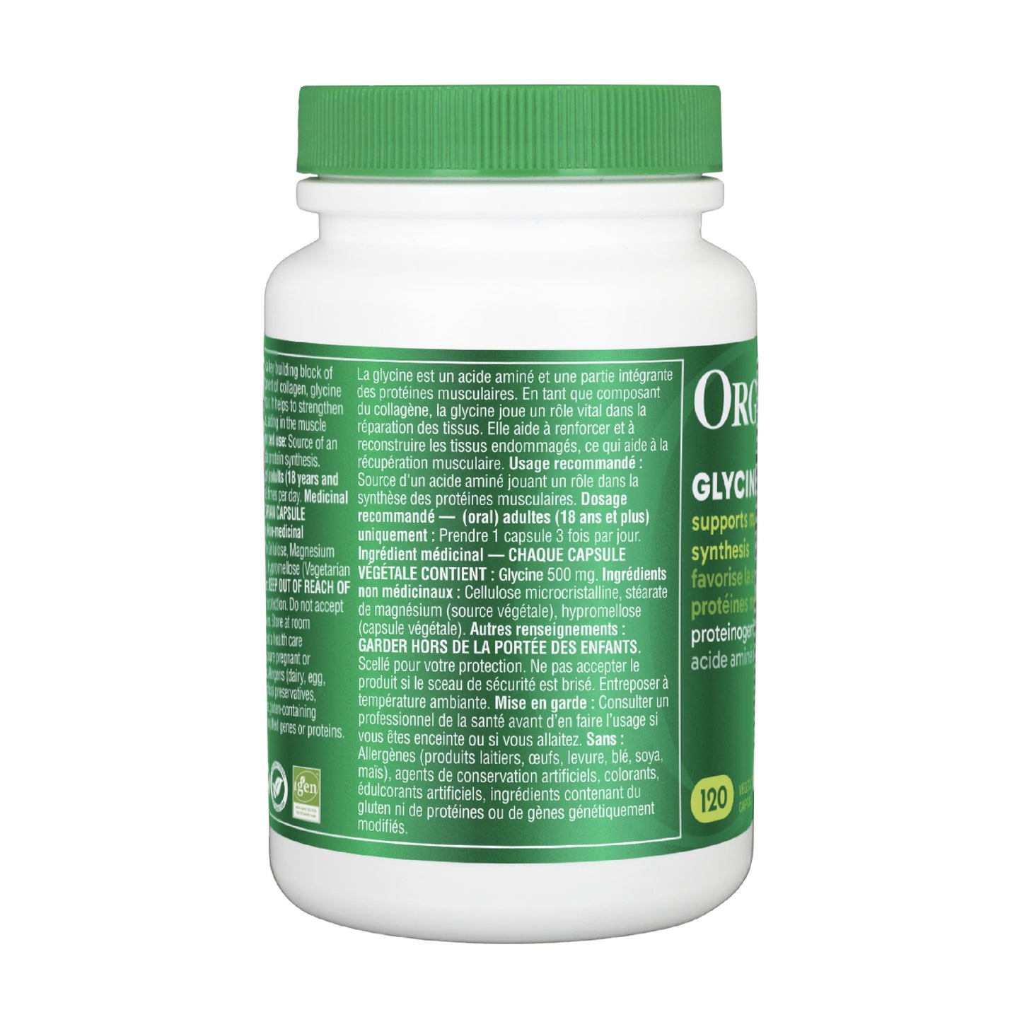 Organika Canadian-Made Glycine - Proteinogenic Amino Acid - Aids Protein Synthesis, Collagen Formation, Joint and Muscle Health, Calming Effect - 120caps ๐ All In One Marketplace Canada