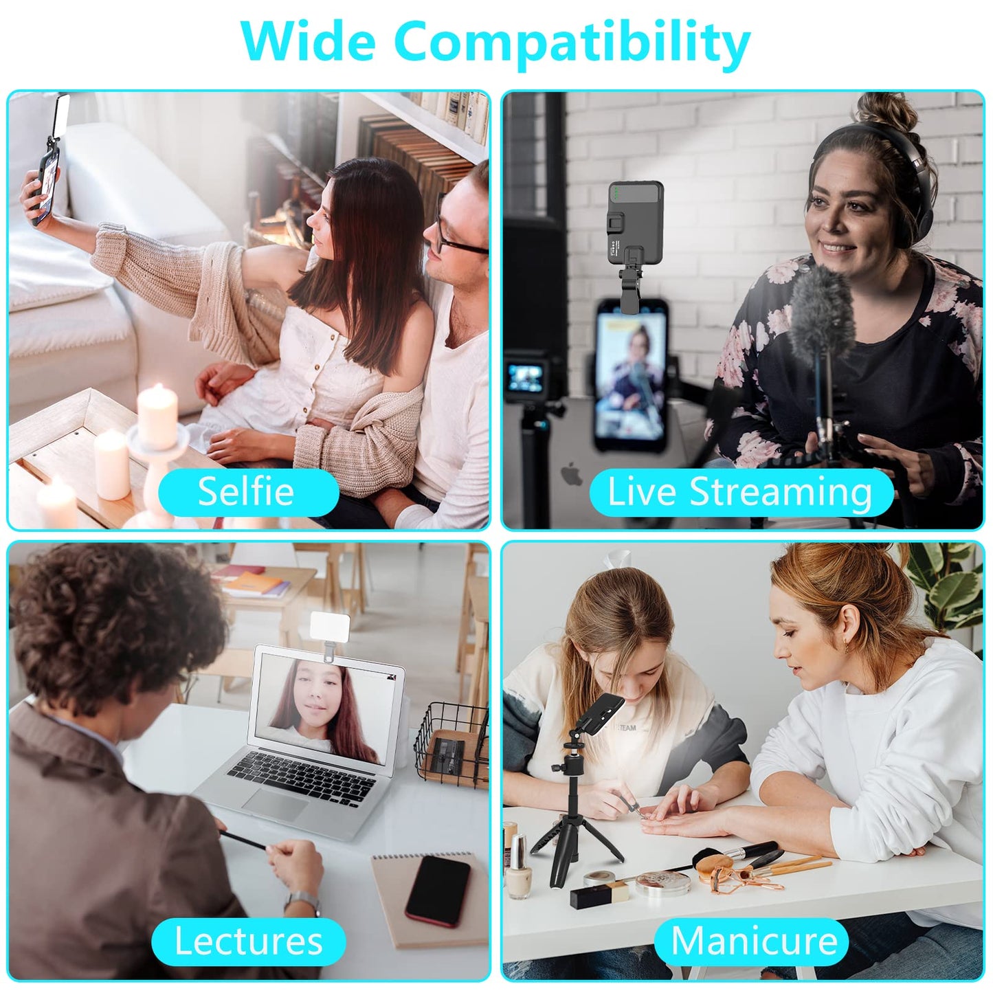 Anautin Selfie Light, 60 LED 2200mAh Rechargeable Clip Fill Video Light (Black) 🍁 All In One Marketplace Canada