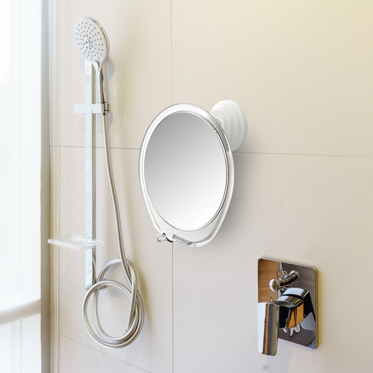 HONEYBULL Fogless Shower Mirror with Suction Mount & Swivel โ Anti-Fog Acrylic Bathroom Mirror for Shaving โ Built-in Razor Holder, Easy Install, Home Shower Accessory (White) ๐ All In One Marketplace Canada