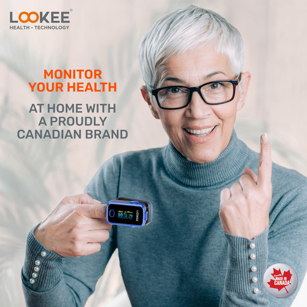 LOOKEE A310 Premium Pulse Oximeter Finger Heart Rate Oxygen Monitor | Proudly Canadian | SpO2 Blood Oxygen Level | Medical Accuracy, Alarm & PI | OLED Display | Carry Case & Batteries | Blue ๐ All In One Marketplace Canada