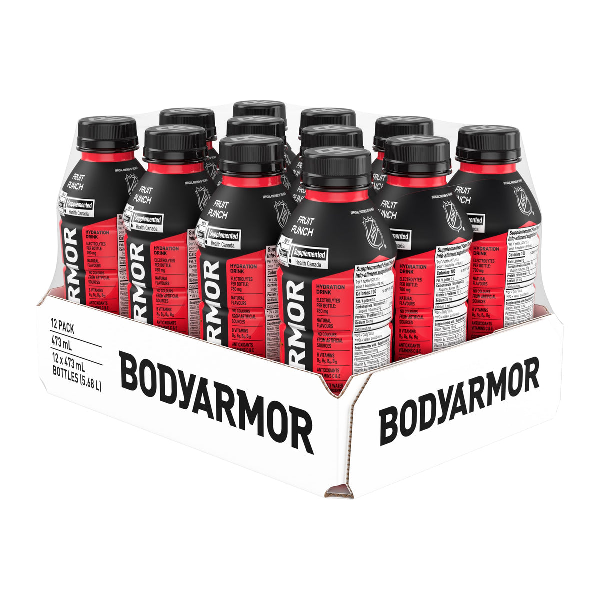 BODYARMOR SuperDrink Fruit Punch, 473 mL Bottles (12 Pack) – Sports Hydration Drink with Coconut Water, Potassium-Packed Electrolytes and Antioxidant Vitamins 🍁 All In One Marketplace Canada
