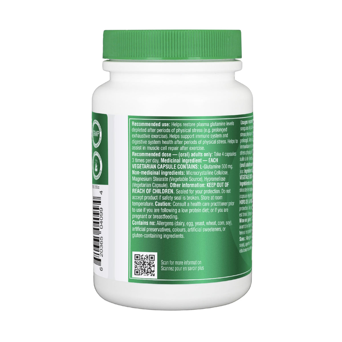 Organika Canadian-Made L-Glutamine - High-Absorption Formula - For Better Immune Defense, Muscle Recovery and Gut Health | 500mg 120vcaps ๐ All In One Marketplace Canada