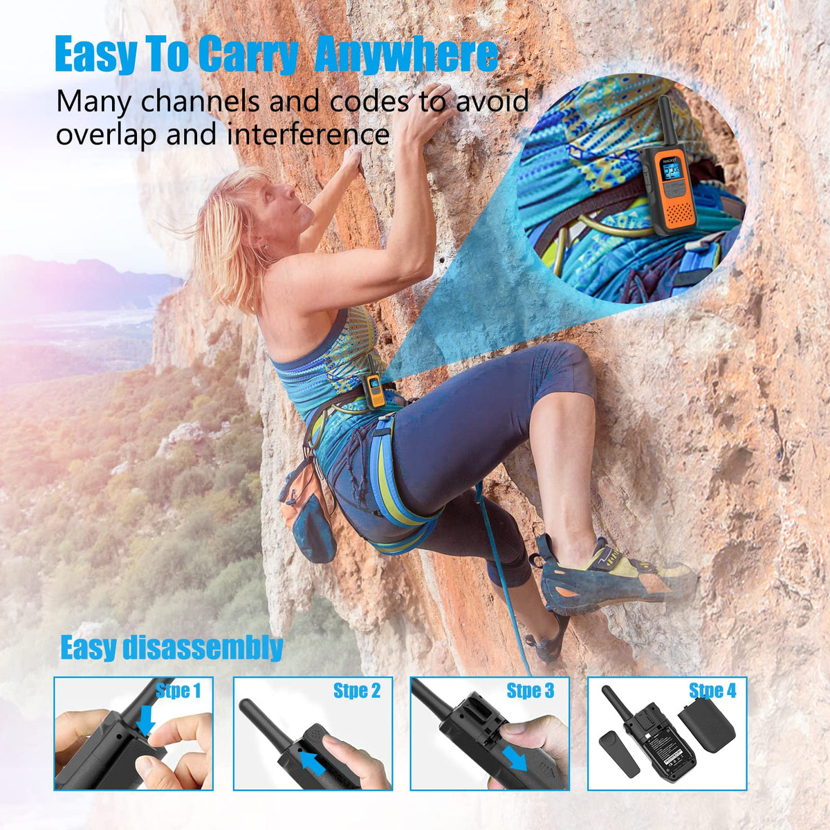 NXGKET Walkie Talkies for Kids Adults, Rechargeable Long Range Walky Talky 2 Way Radios 22 Channels with 1200mAh Li-ion Battery USB-C Cable for Family Outdoors Camping Hiking Toys Gift 4 Pack π All In One Marketplace Canada