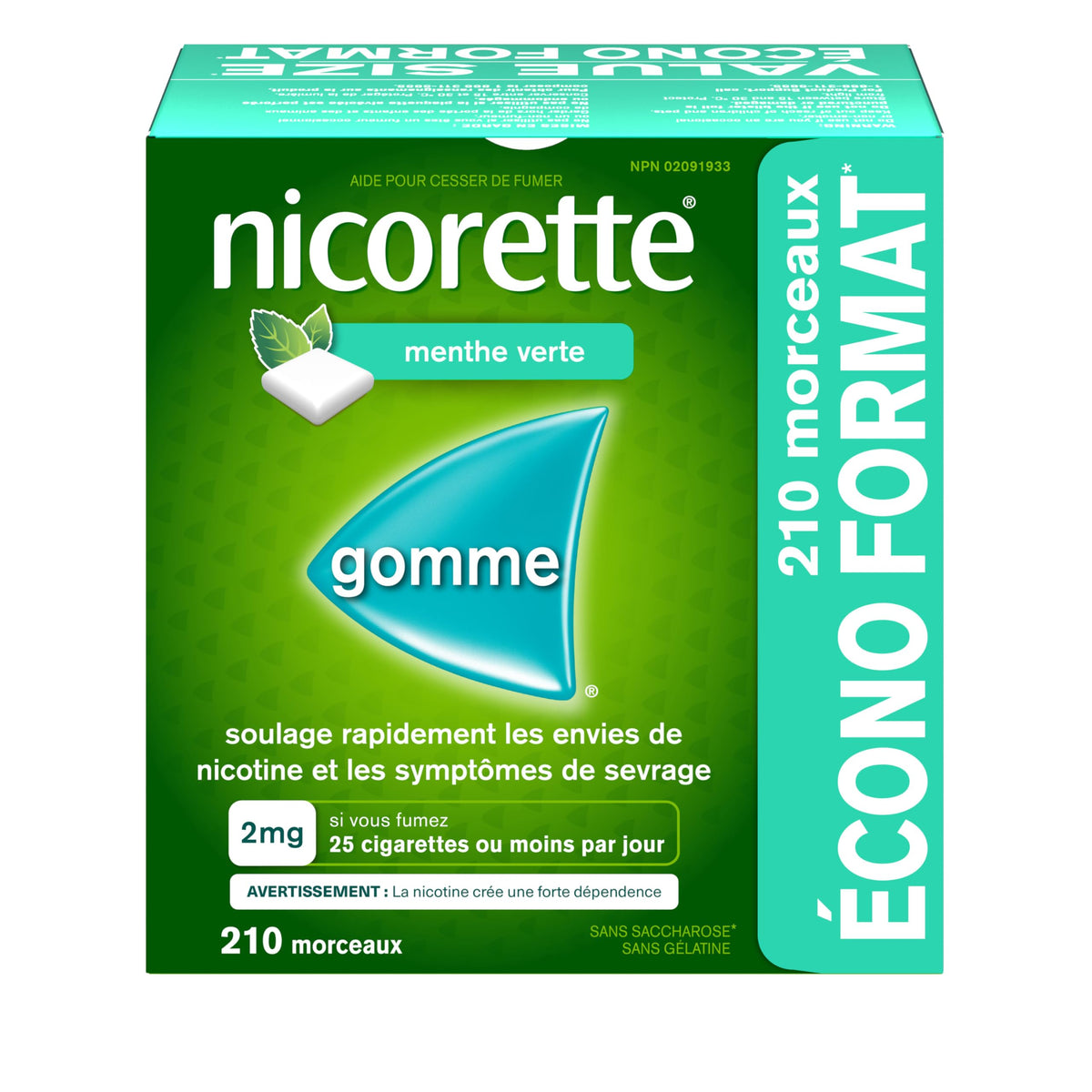 Nicorette Gum Smoking Cessation Product, Nicotine Replacement Therapy Aid for Adults, Doubles Quit Success, Spearmint Flavour, 2mg, 210 Pieces ๐ All In One Marketplace Canada