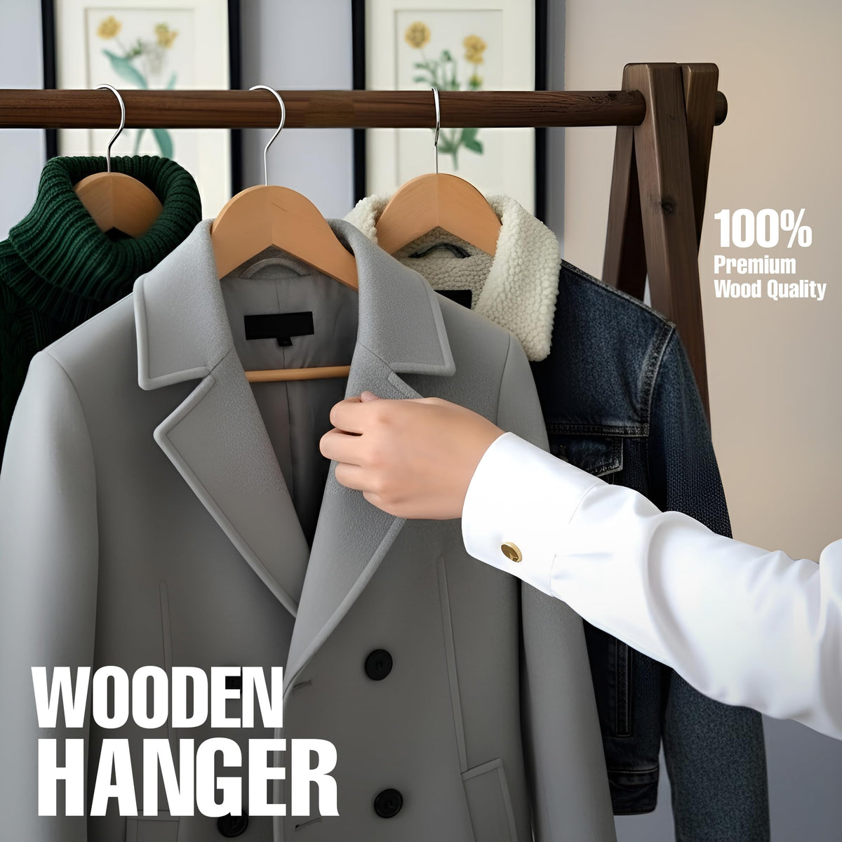 Utopia Home Premium Wooden Hangers 30 Pack - Heavy Duty & Durable Coat Hanger - Wood Hanger with 360-Degree Rotatable Hook - Clothes Hangers with Non-Slip Shoulder Notches For Shirts & Coats (Natural) ๐ All In One Marketplace Canada