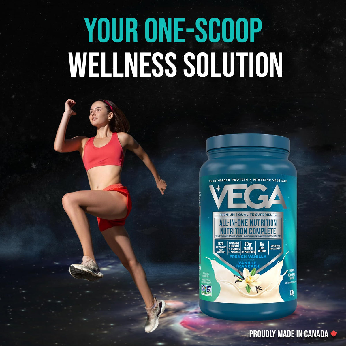 Vega Premium All-in-One Nutrition Protein Powder โ 20g Plant-Based Vegan Protein, Vitamins & Probiotics, Vanilla, 827g (20 Servings) ๐ All In One Marketplace Canada