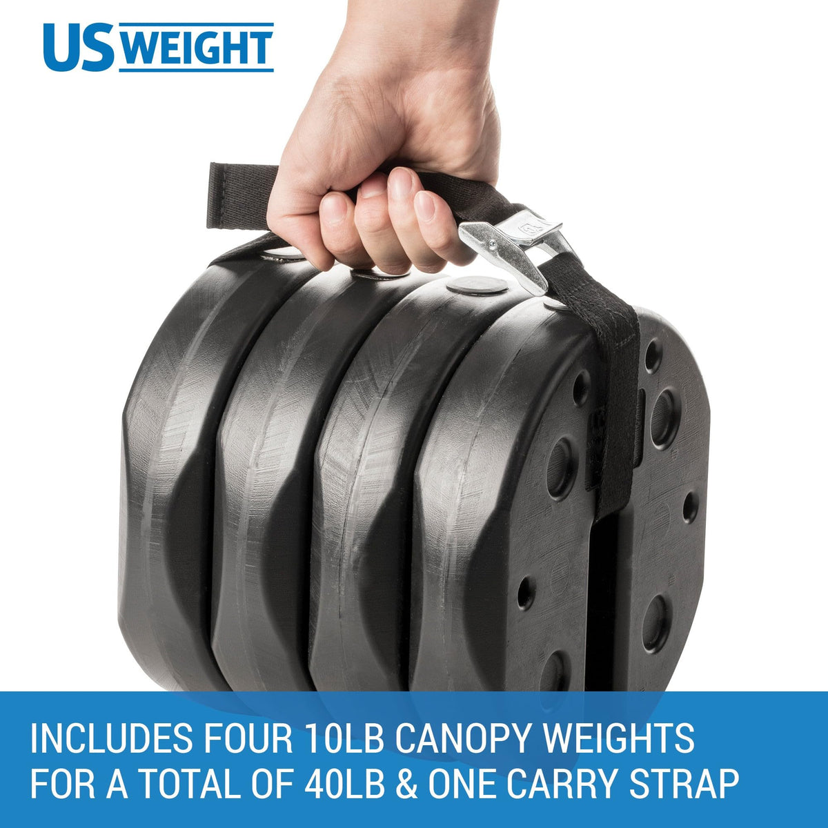 US Weight 40 Pound Canopy Weight Set of 4 and Carry Strap with No-Pinch Design - Easy Installation and Removal to Secure Tents, Canopies, and Umbrellas at Outdoor Events ๐ All In One Marketplace Canada
