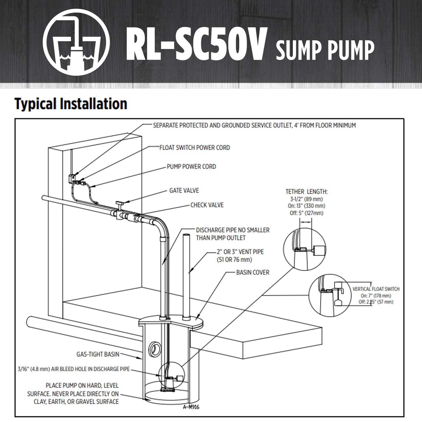 Red Lion RL-SC50V 115-Volt, 1/2 HP, 4300 GPH Cast Iron Sump Pump with Vertical Switch, 10-Ft. Cord, Red, 14942747 ๐ All In One Marketplace Canada