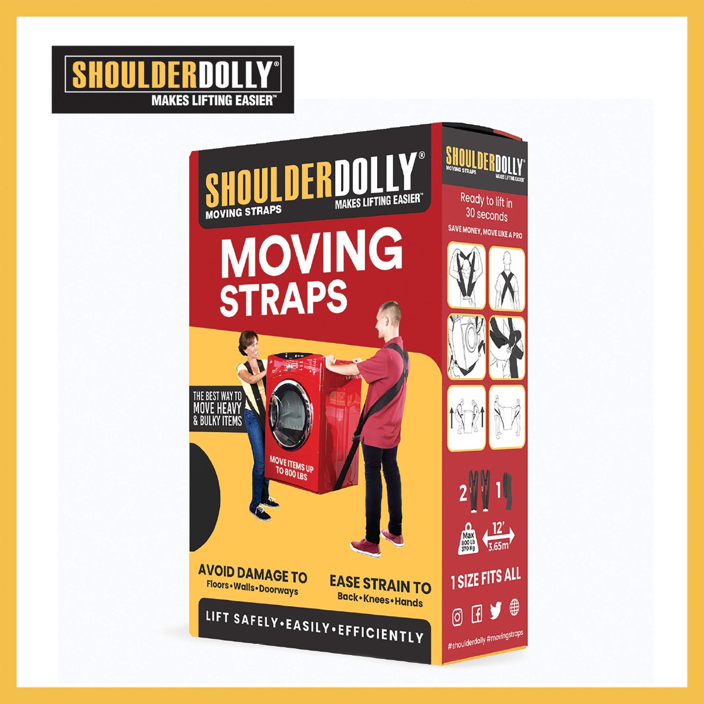 SHOULDER DOLLY Moving Straps - Lifting Strap for 2 Movers - Move, Lift, Carry, And Secure Furniture, Appliances, Heavy, Bulky Objects Safely, Efficiently, More Easily Like The Pros - Essential Moving Supplies - LD1000 ๐ All In One Marketplace Canada