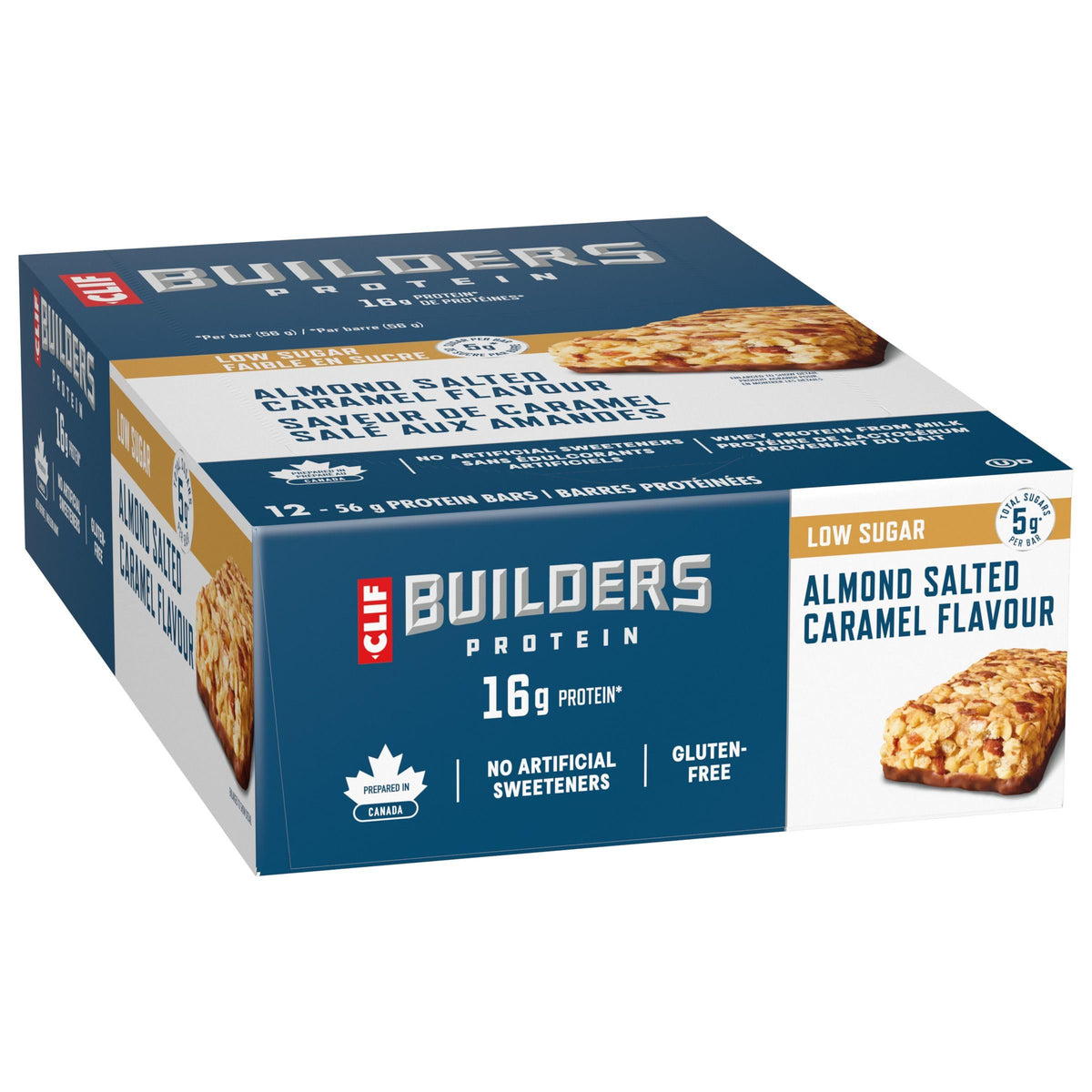 Clif Builders Low Sugar Protein Bars, Almond Salted Caramel Flavour 12 Bars ๐ All In One Marketplace Canada