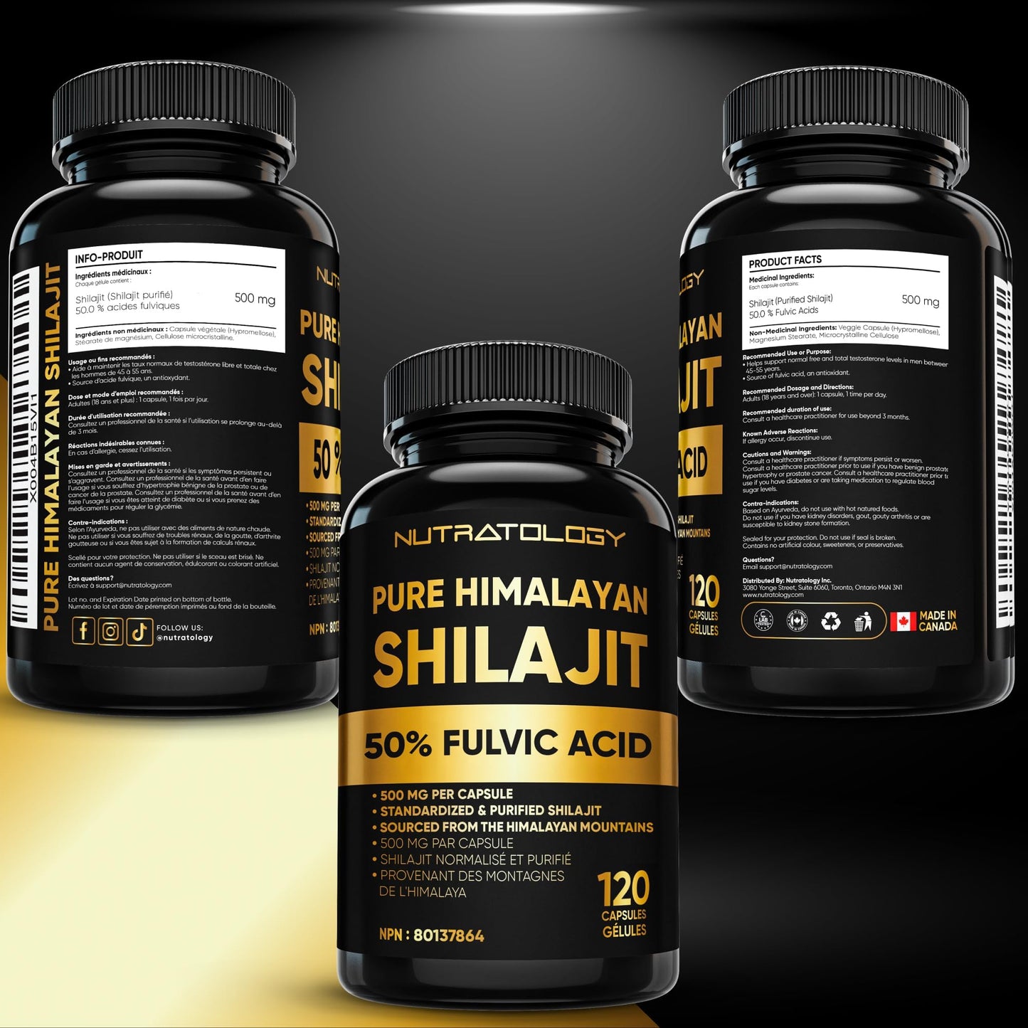 Nutratology® Pure Shilajit Capsules | 50% Fulvic Acid | High Potency & Purity - Sourced from the Himalayan Mountains - Shilajit for Men & Women - 120 Count 🍁 All In One Marketplace Canada
