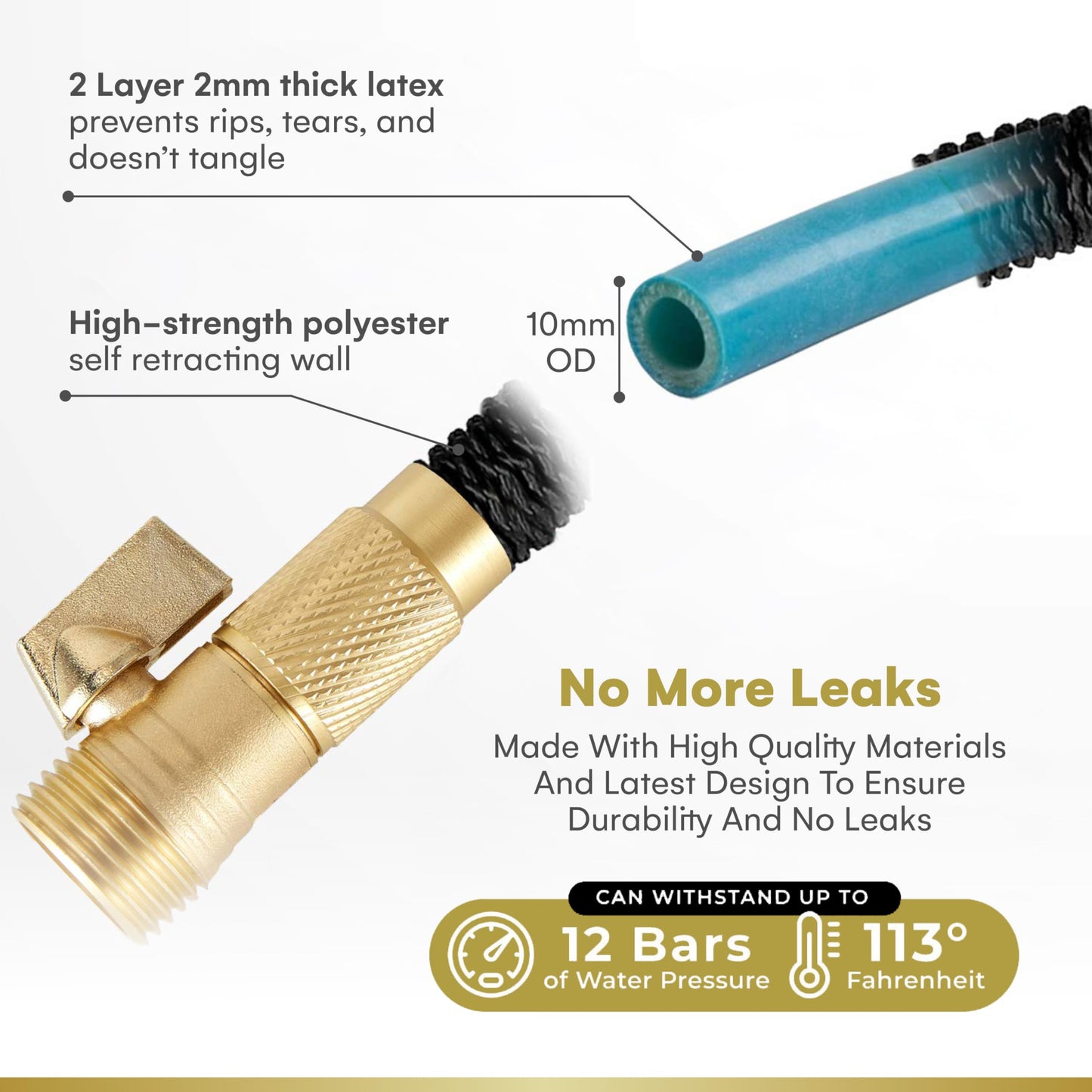 Flexi Hose with 8 Function Nozzle Expandable Garden Hose, Lightweight & No-Kink Flexible Garden Hose, 3/4 inch Solid Brass Fittings and Double Latex Core, 50 ft Black ๐ All In One Marketplace Canada