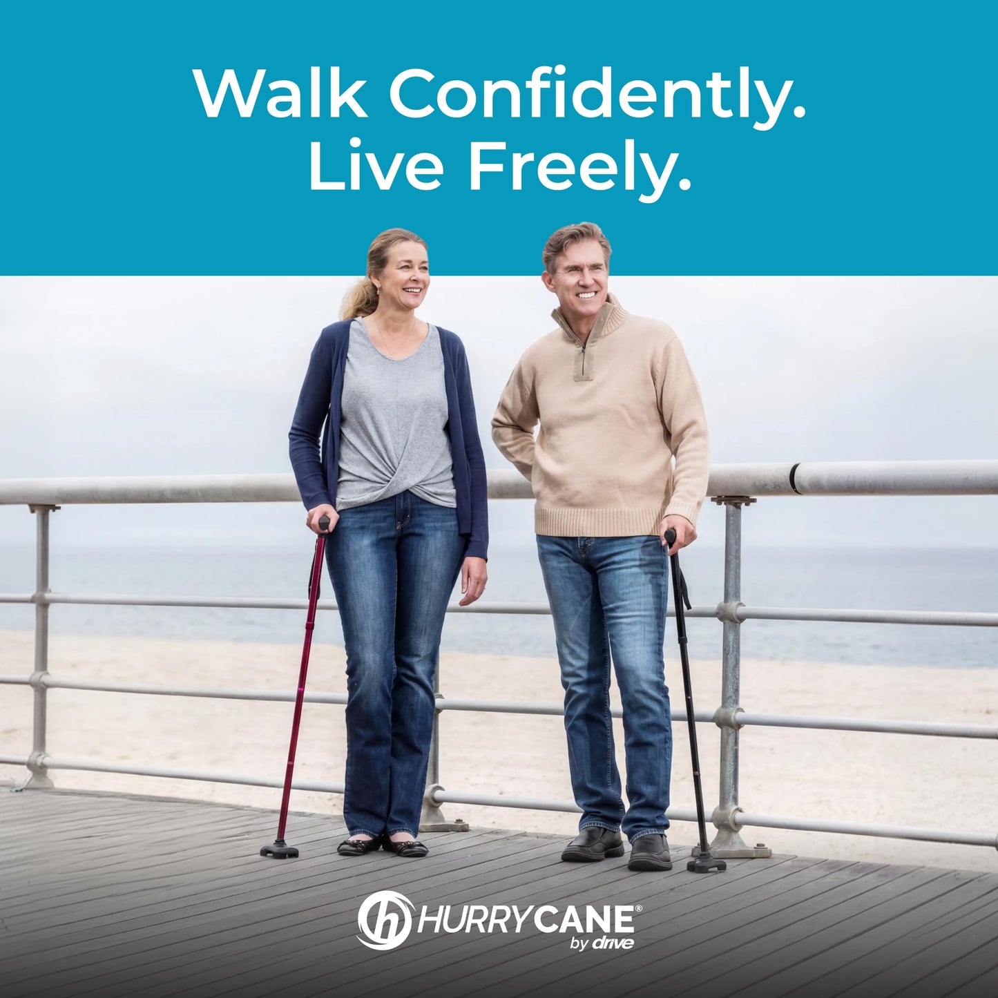 HurryCane Freedom Edition Folding Walking Cane, Black π All In One Marketplace Canada