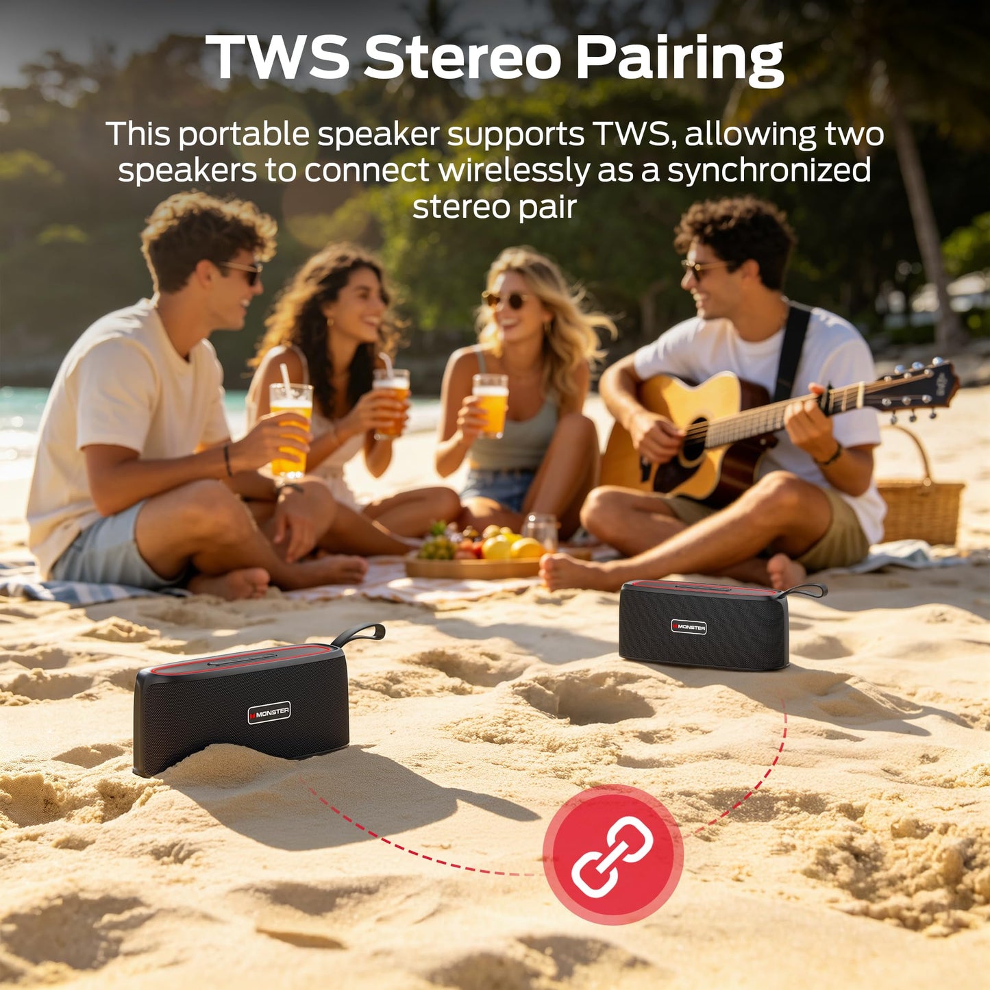 Monster Portable Bluetooth Speaker, 30W Loud Sound Wireless Speaker, IPX6 Waterproof Speaker, 17 Hours Playback, Bluetooth 5.4 TWS Pairing Portable Speakers for Home, Outdoors 🍁 All In One Marketplace Canada